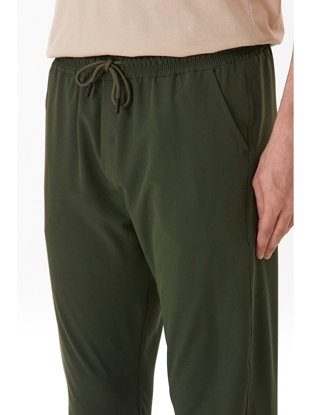 Haki Paraşüt Kumaş Duble Paça Cepli Pantolon-4