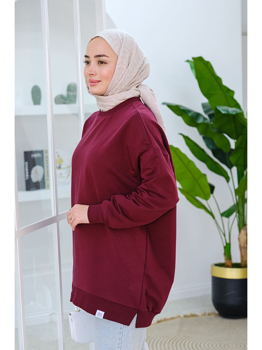 Locco Moda Bordo Arma Detay Oversize Tunik Bordo - 1