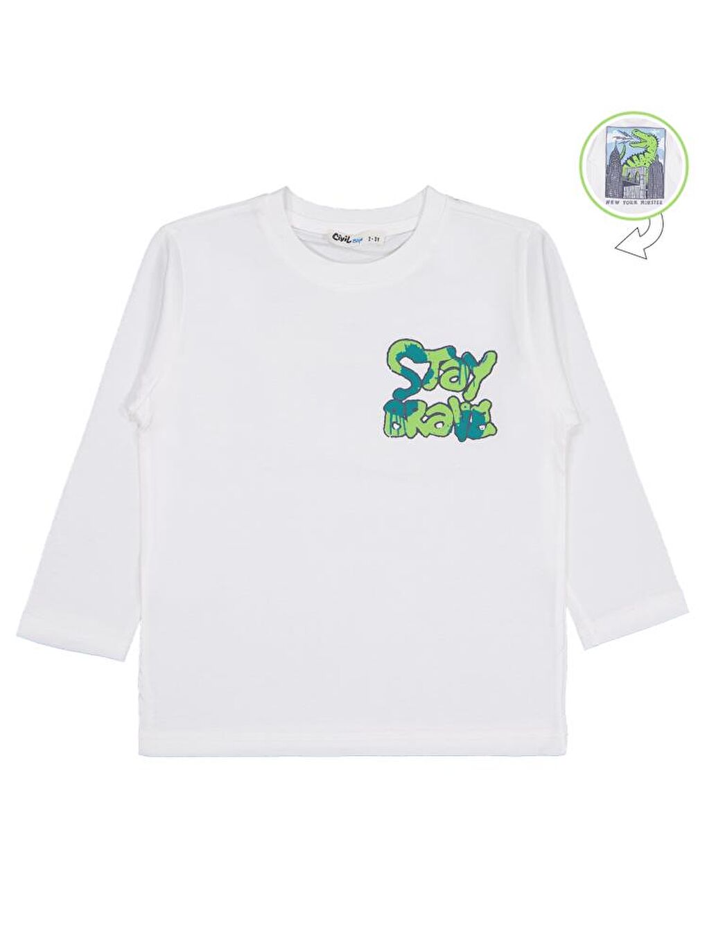 Boys Stay Brave baskılı 2-5 Yaş Sweatshirt - Ekru 5-6 Yaş-1