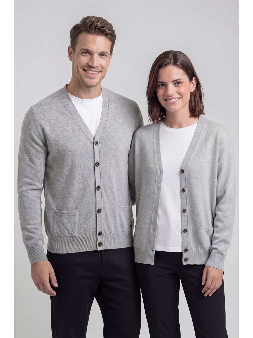 Giotelli Gri Regular Fit Yün Karışımlı V Yaka Düğmeli Erkek Triko Hırka-2