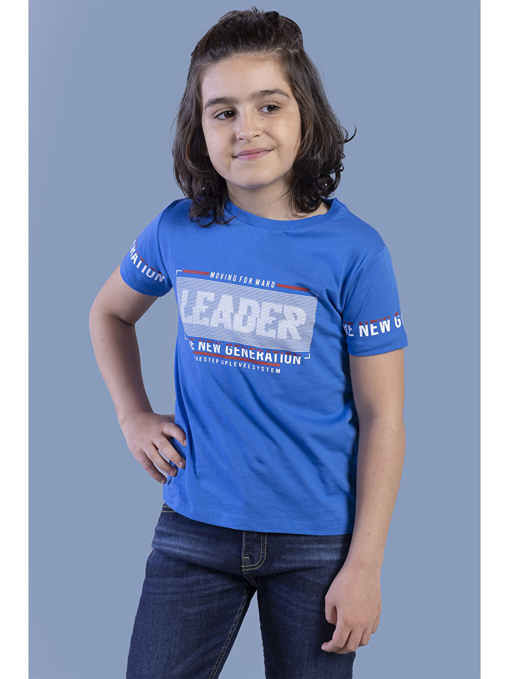 Mavi Erkek Çocuk Baskılı Tişört-2