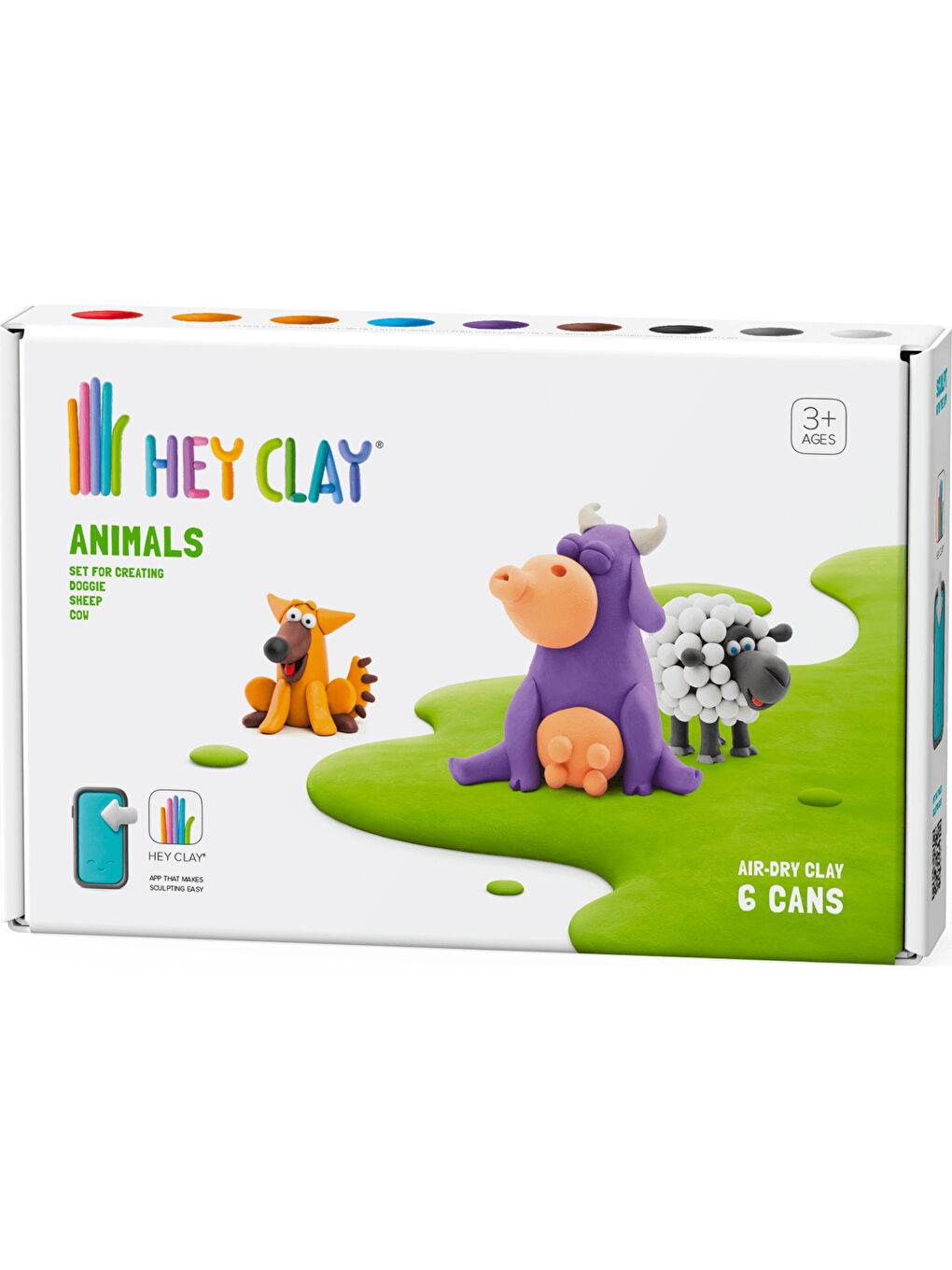 Hava ile Kuruyan Kil (6'lı Kutu) - Hayvanlar (İnek, Köpek, Koyun)