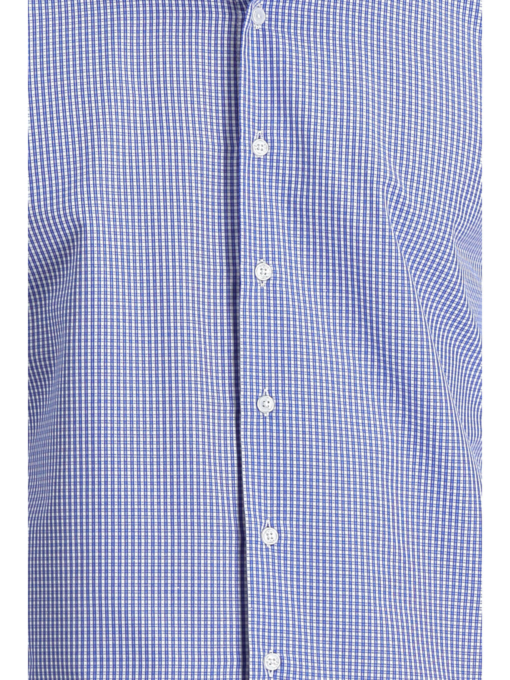 Lacivert Uzun Kol Slim Fit Dar Kesim Ekose Pamuklu Kolay Ütülenebilir Gömlek-2