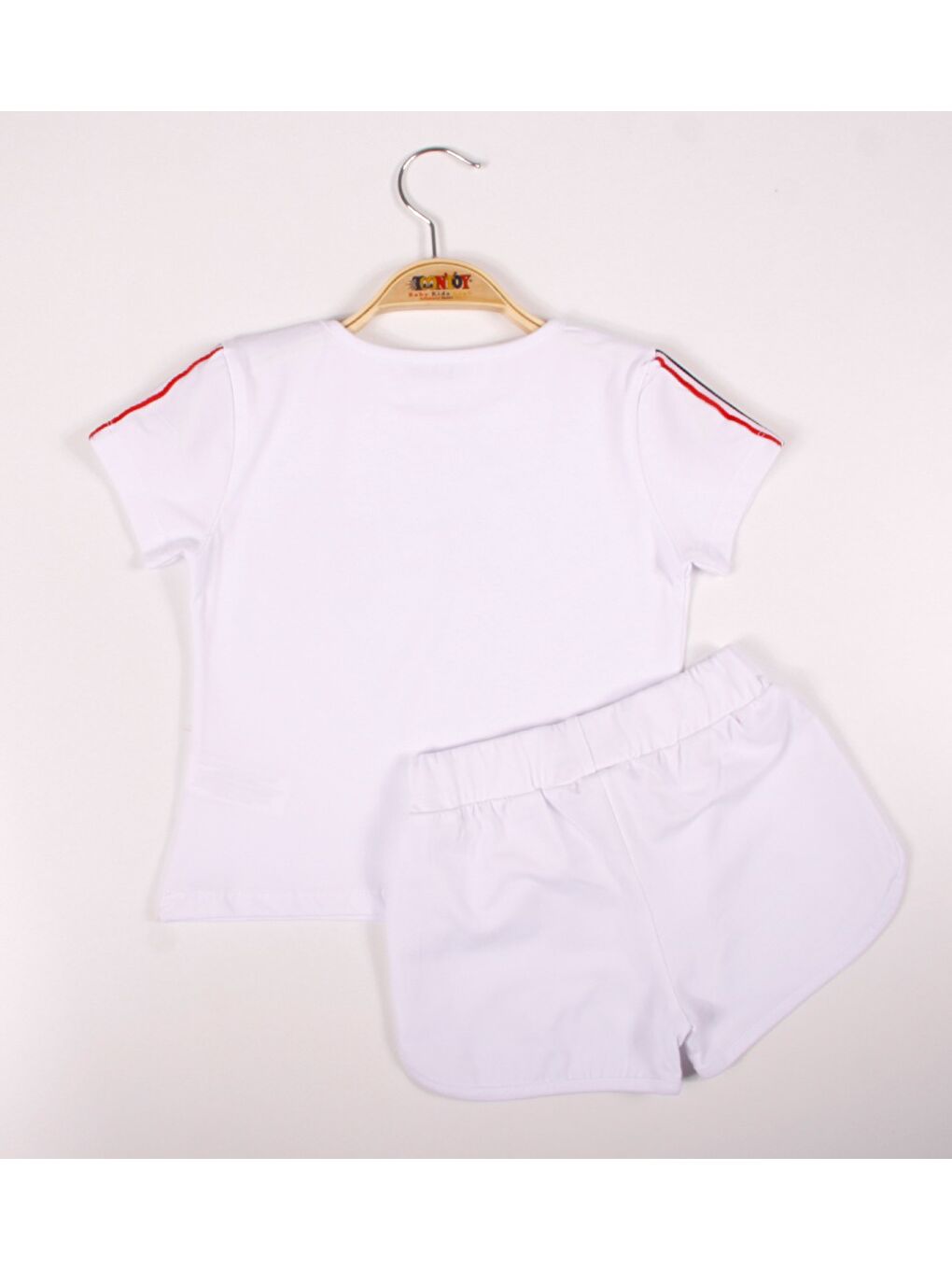 Beyaz Kız Çocuk Kiraz Nakışlı Şortlu Takım-1