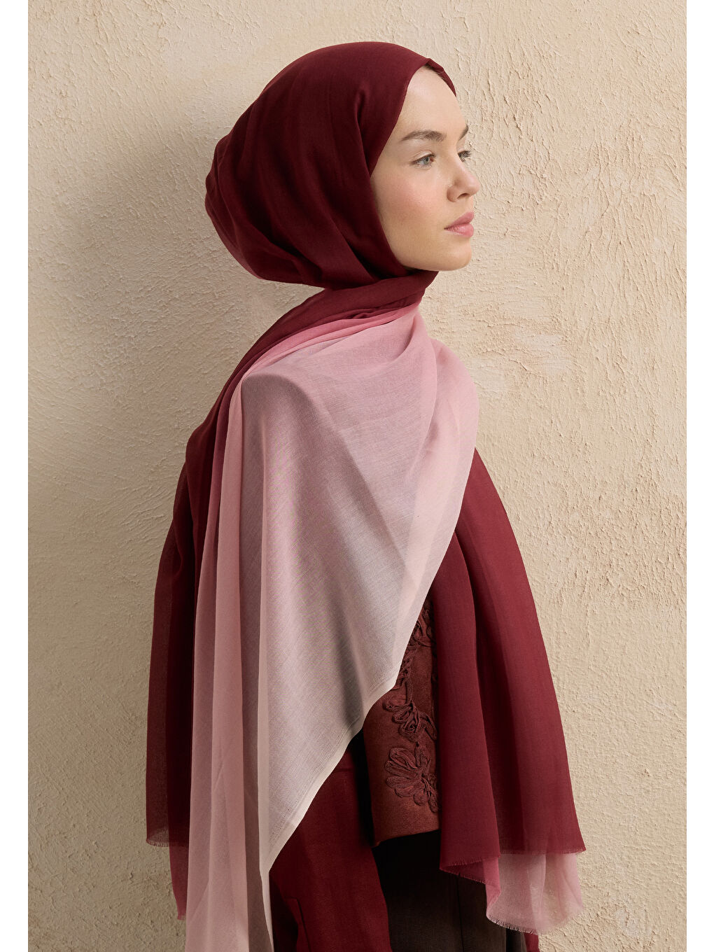 Modal Degrade Şal Bordo-Pudra-3