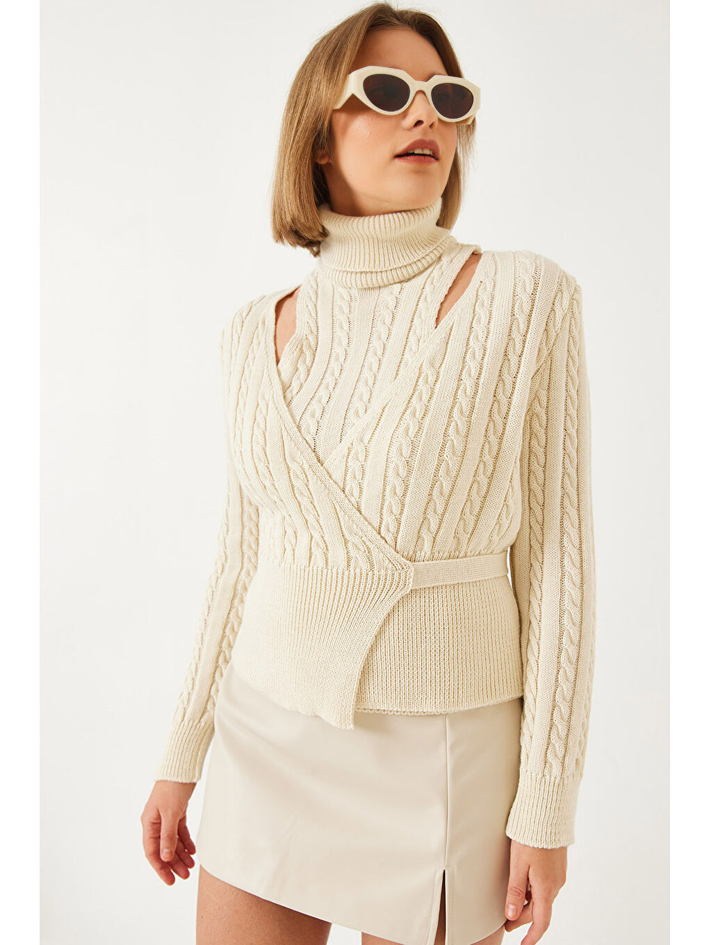 Ekru Kadın Triko İkili Takım