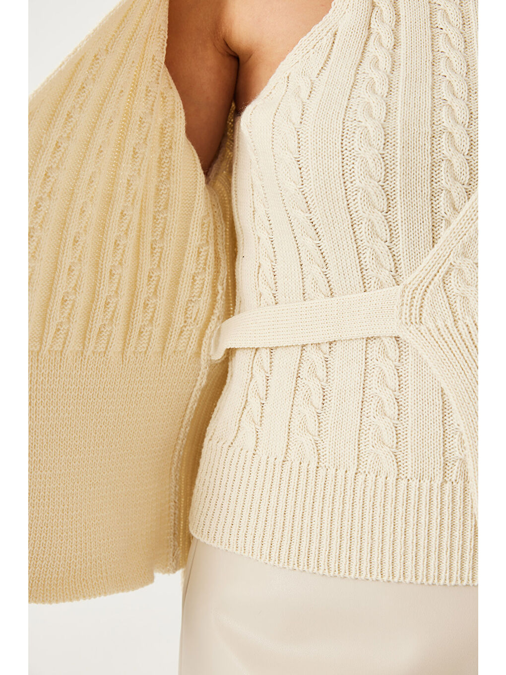 Ekru Kadın Triko İkili Takım-5