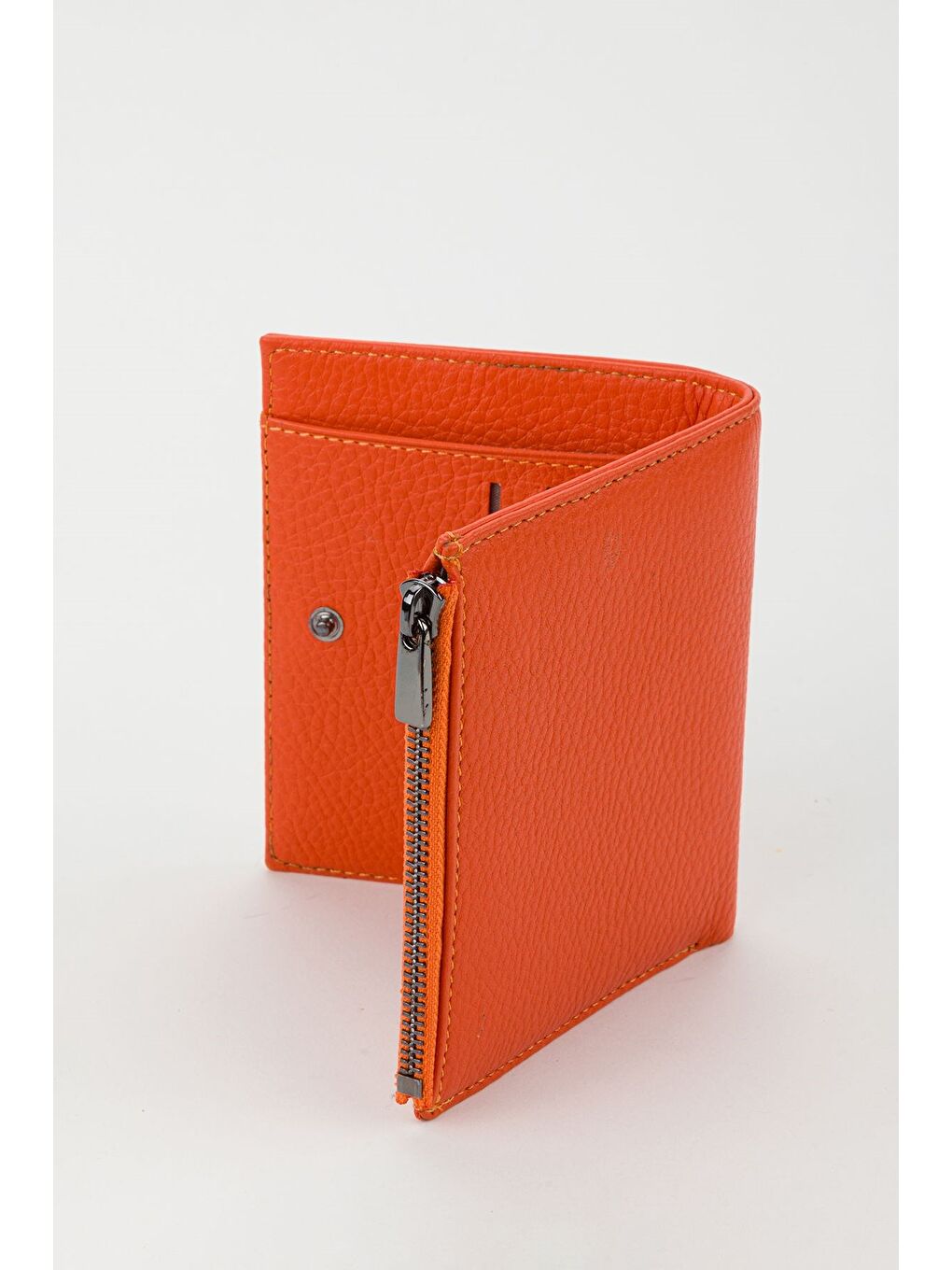 Turuncu Kutulu Hakiki Deri Kırmızı Kadın El Portföyü Kartlık Cüzdan-3