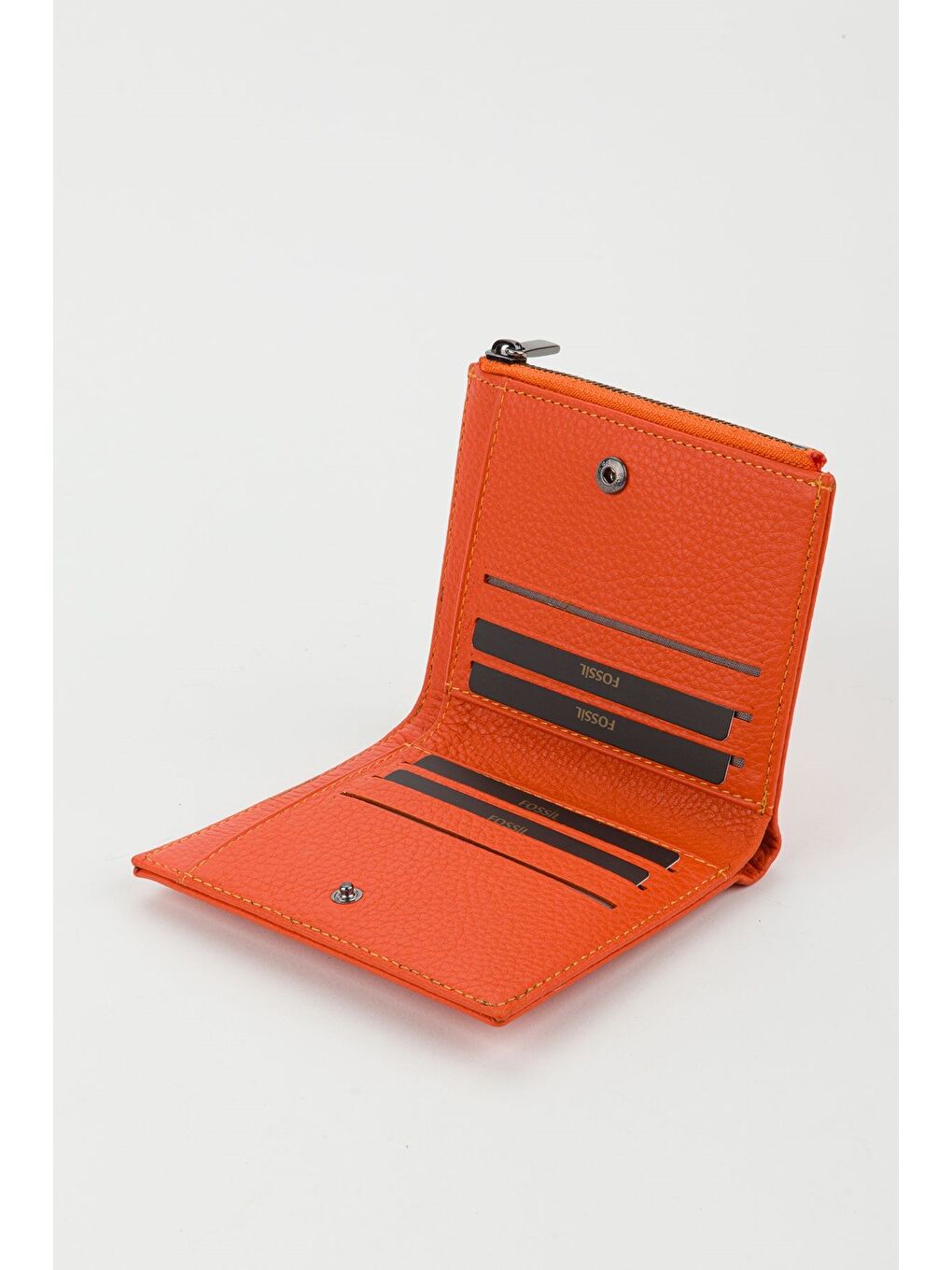 Turuncu Kutulu Hakiki Deri Kırmızı Kadın El Portföyü Kartlık Cüzdan-4