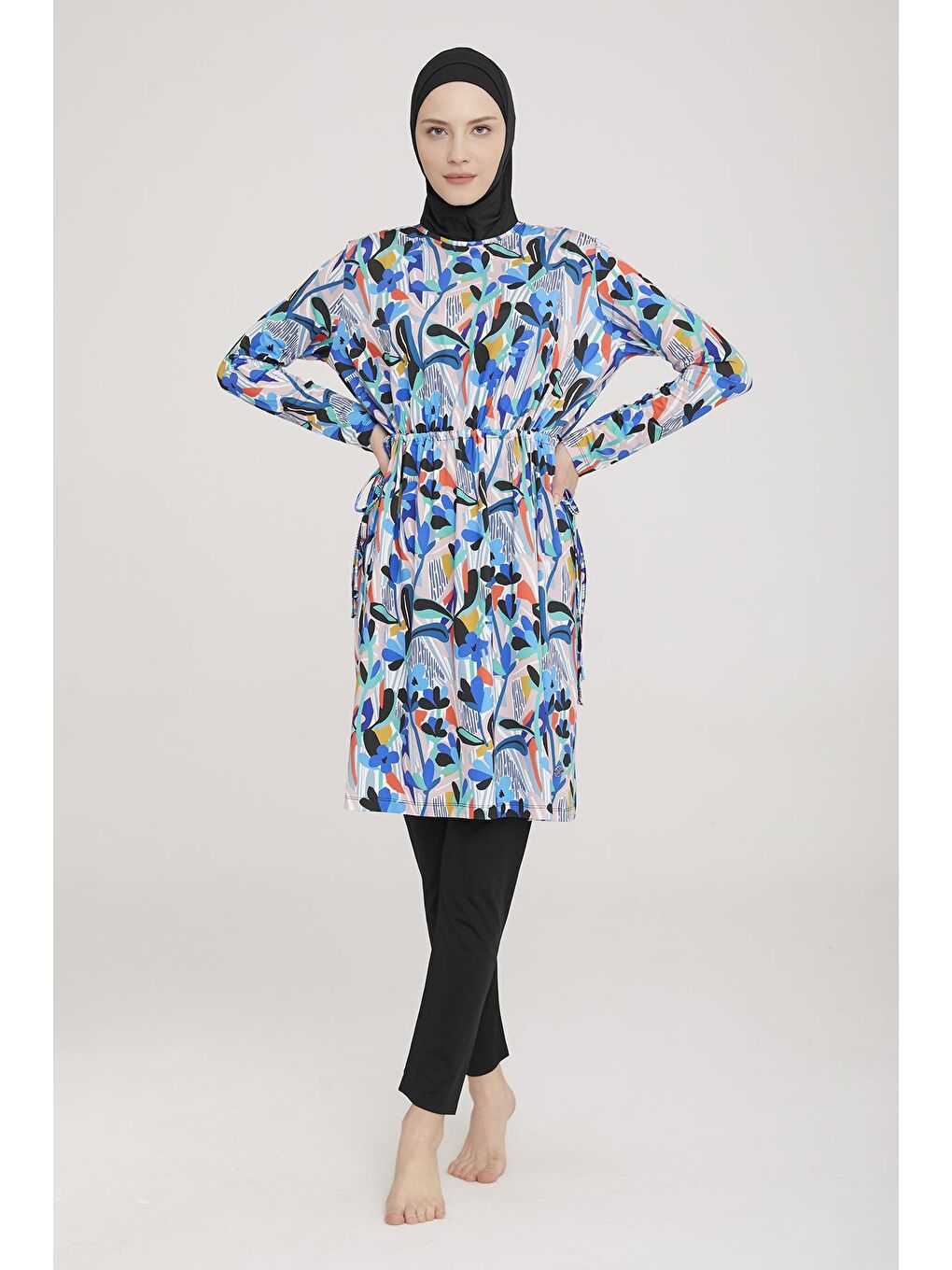 Elastanlı Tam Kapalı Tesettür Mayo Pıne 8009 Siyah-2