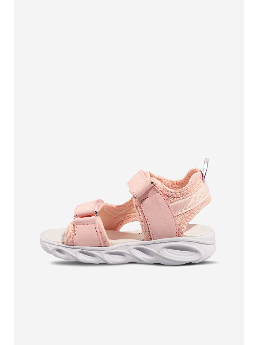 Pembe Lena Işıklı Kız Okul Öncesi Pudra Sandalet-1
