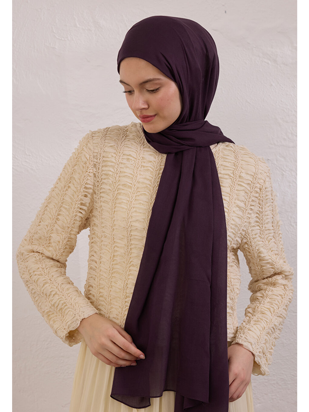 Soft Viskon Şal Patlıcan Moru