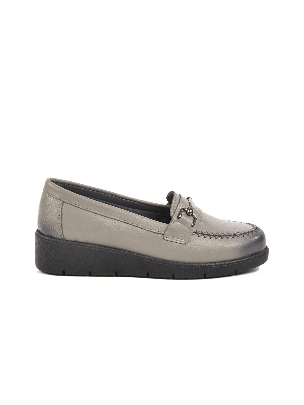 Gri Hakiki Deri Kadın Casual Ayakkabı BB095 Z