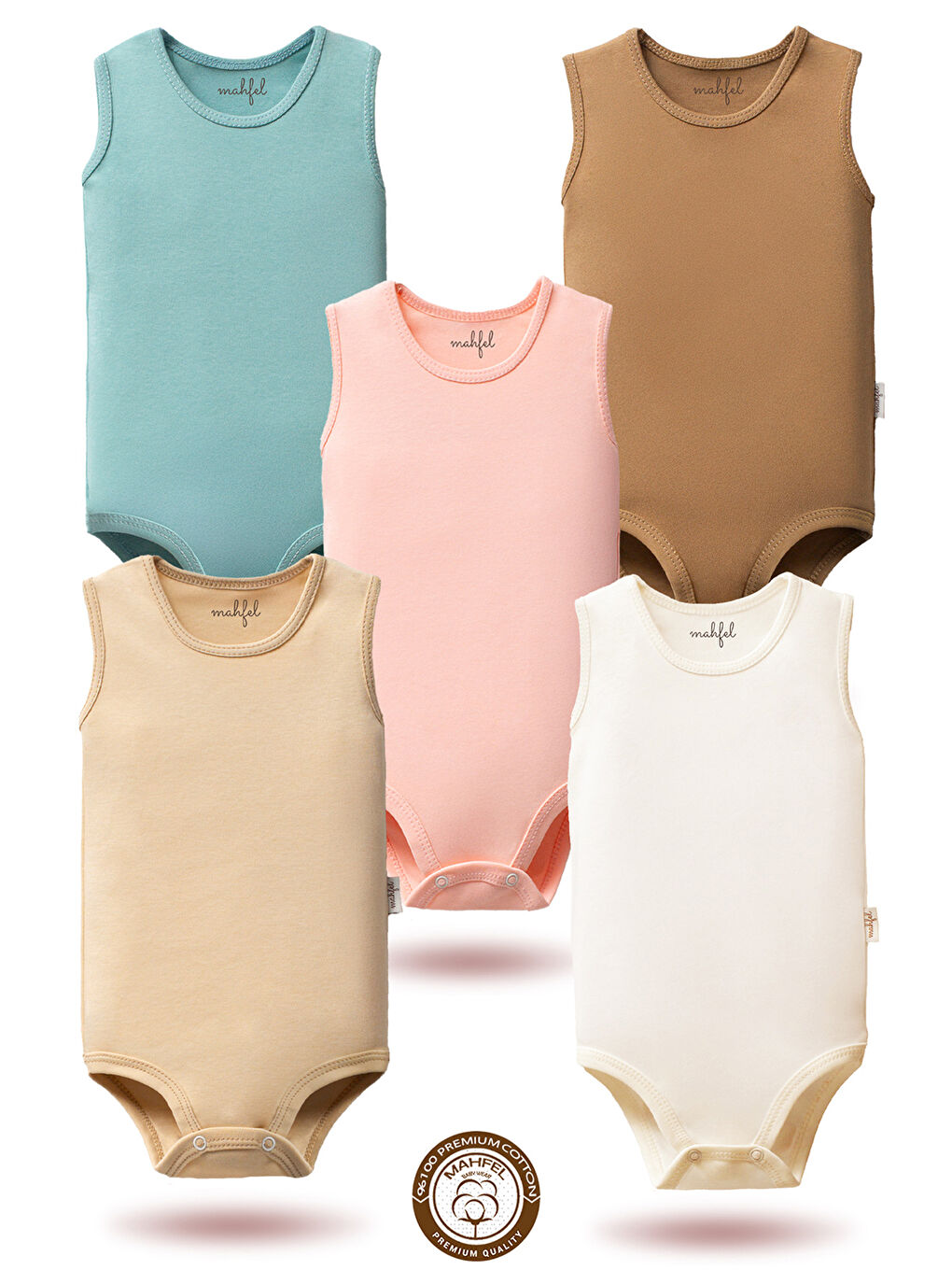 Kahverengi %100 Pamuklu Kolsuz Basic Çıtçıtlı Bebek Body Zıbın SRE