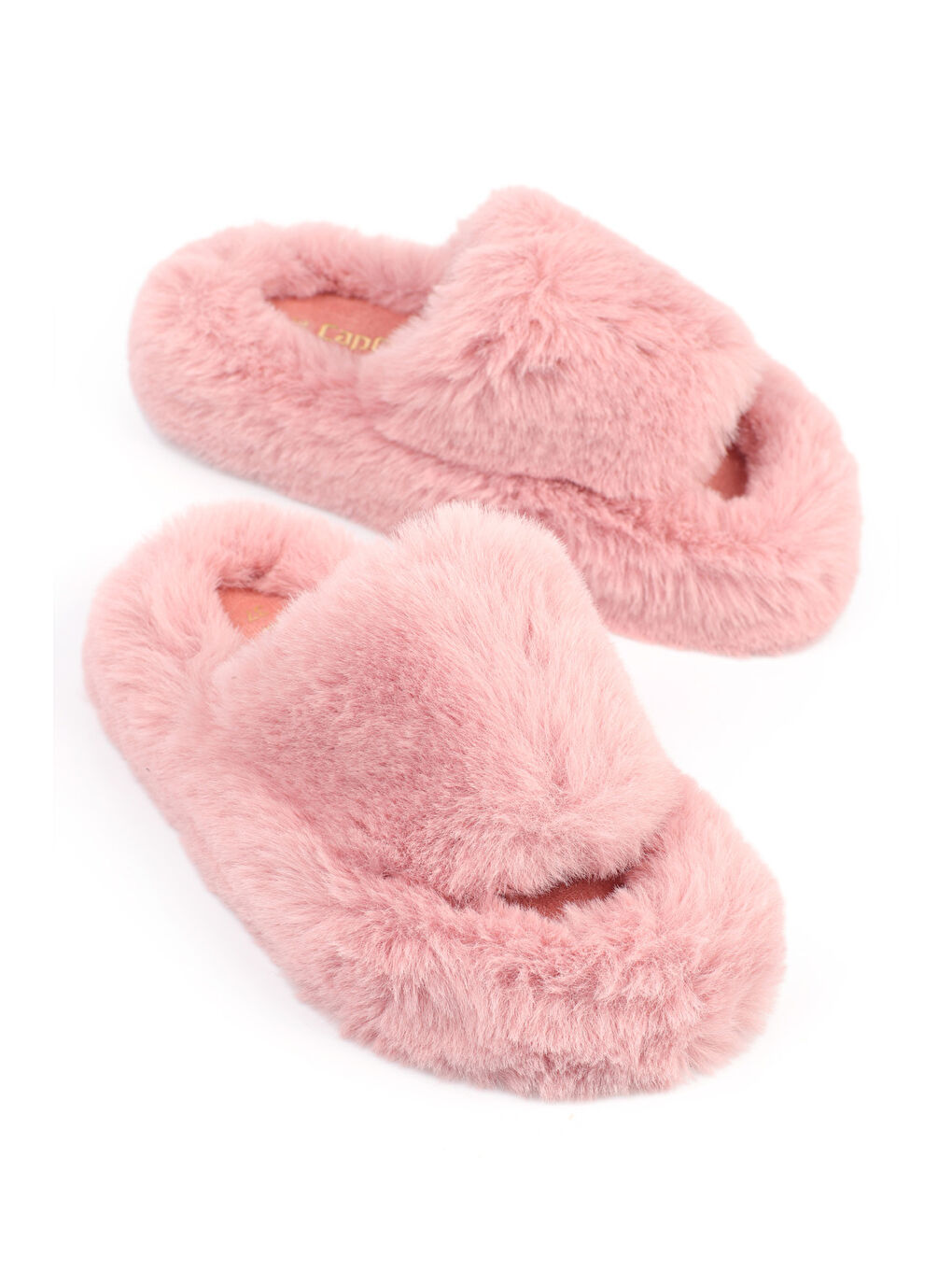 Pembe Pelüş Tüylü Kadın Ev Terliği