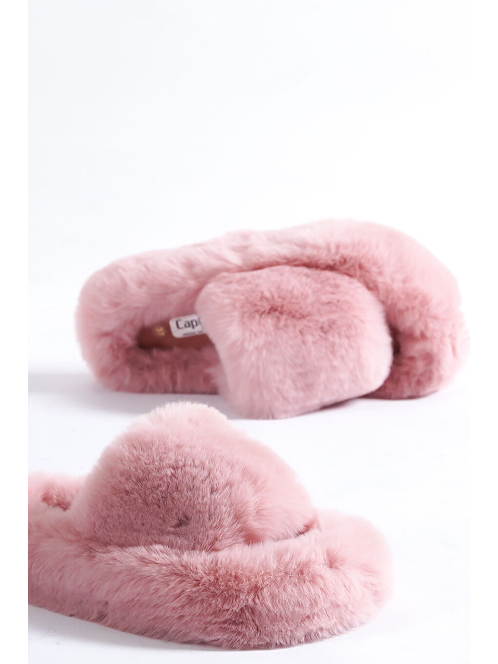 Pembe Pelüş Tüylü Kadın Ev Terliği-3