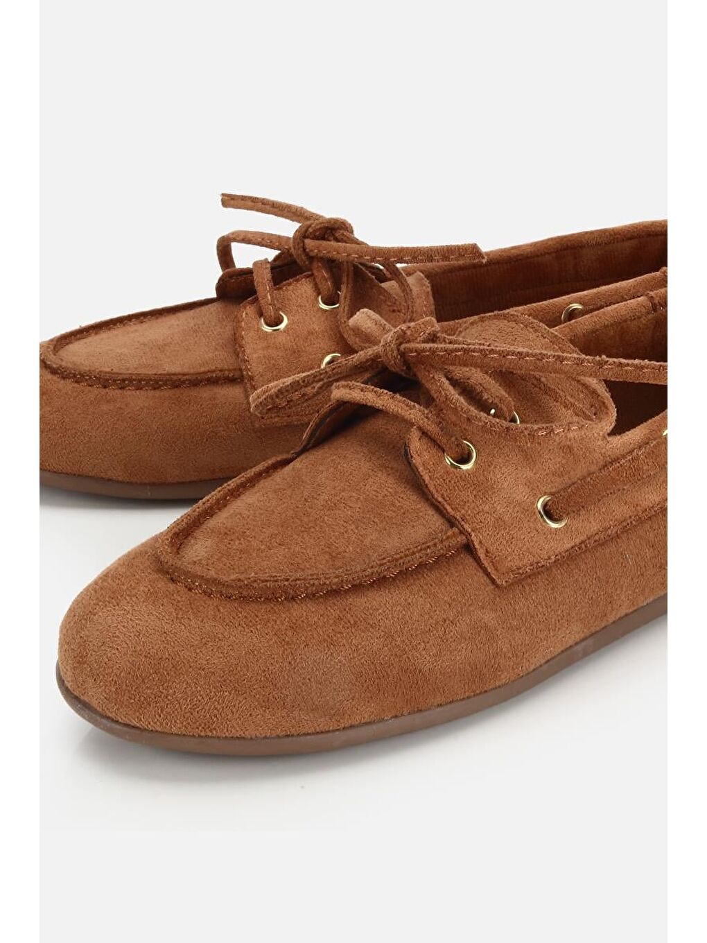 Kahverengi Kadın Taba Süet Bağcık Detaylı Loafer-2