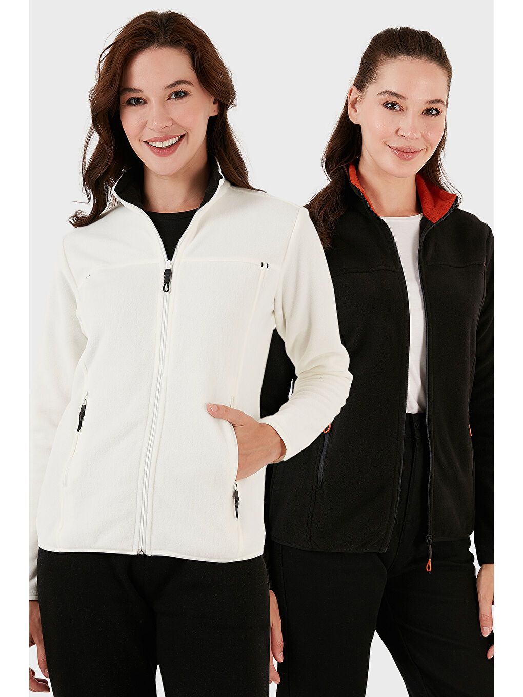 Lila Slim Fit Anti-Pilling Tüylenme Yapmayan Fermuarlı Cepli Hırka 2' li Paket Polar 5907002S2