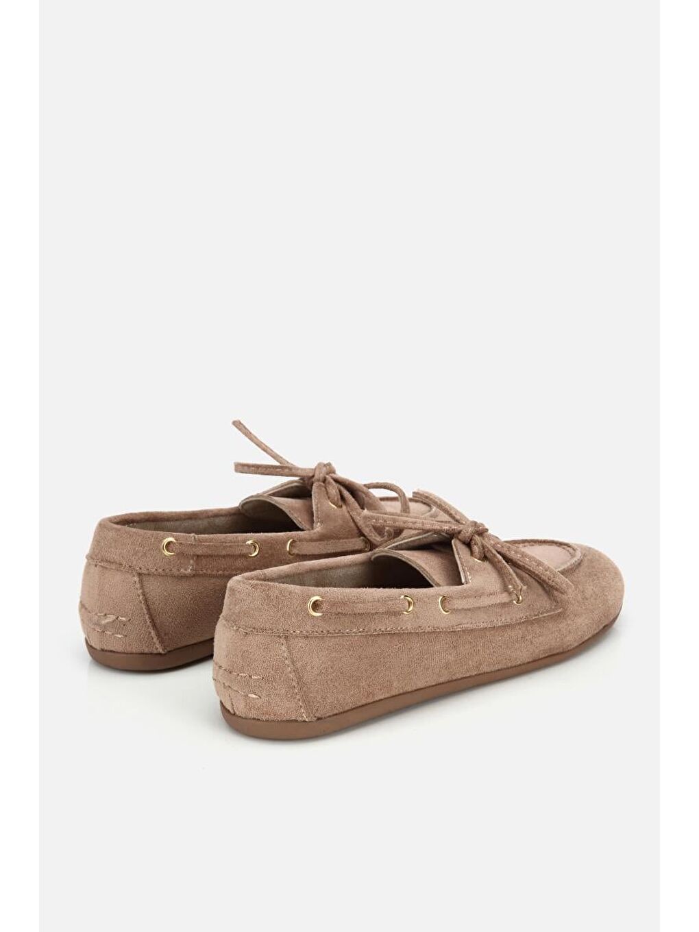 Bej Kadın Vizon Süet Bağcık Detaylı Loafer-2