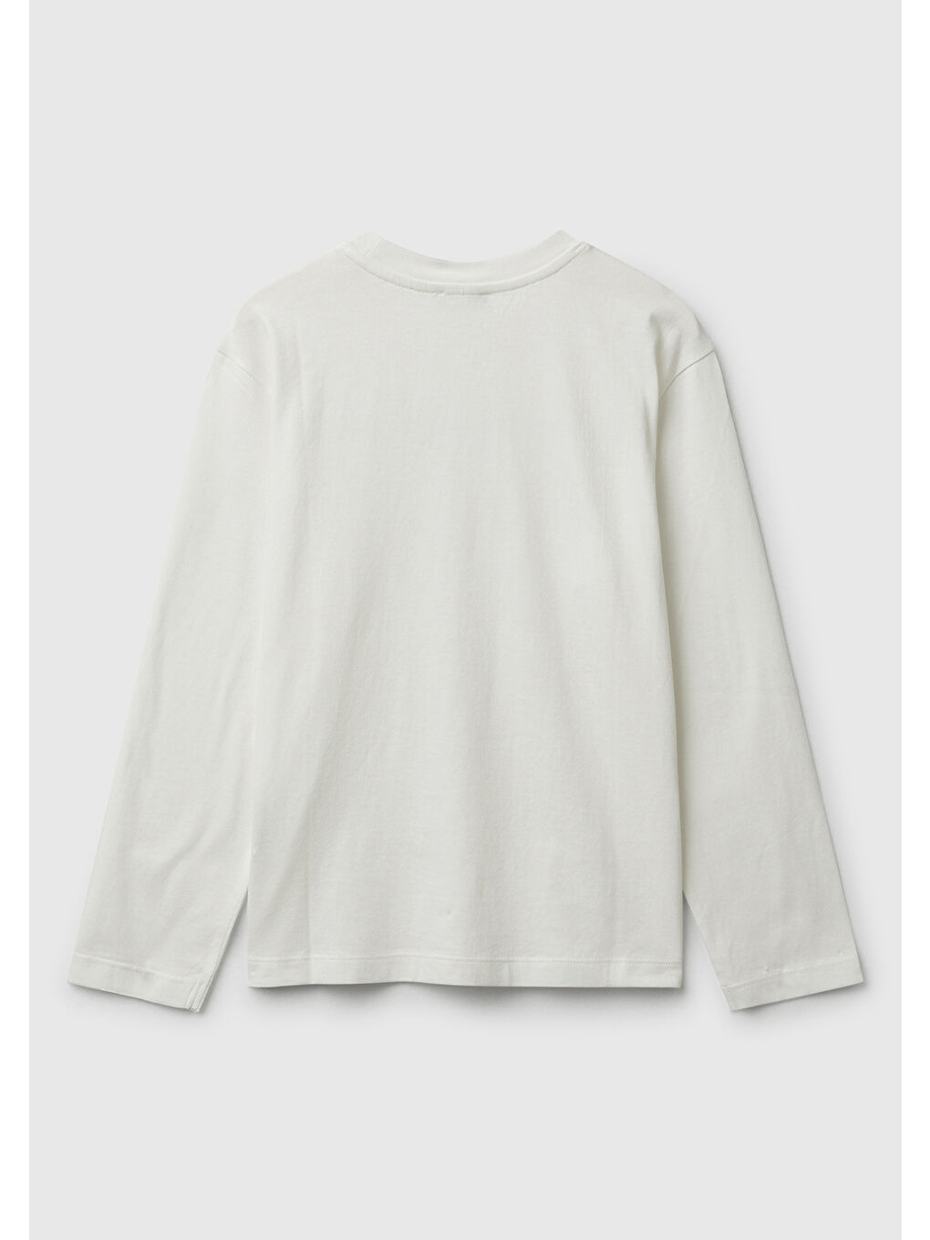 Erkek Çocuk Ekru Önü Logo Baskılı Bisiklet Yaka Jarse Uzun Kollu T-shirt-1
