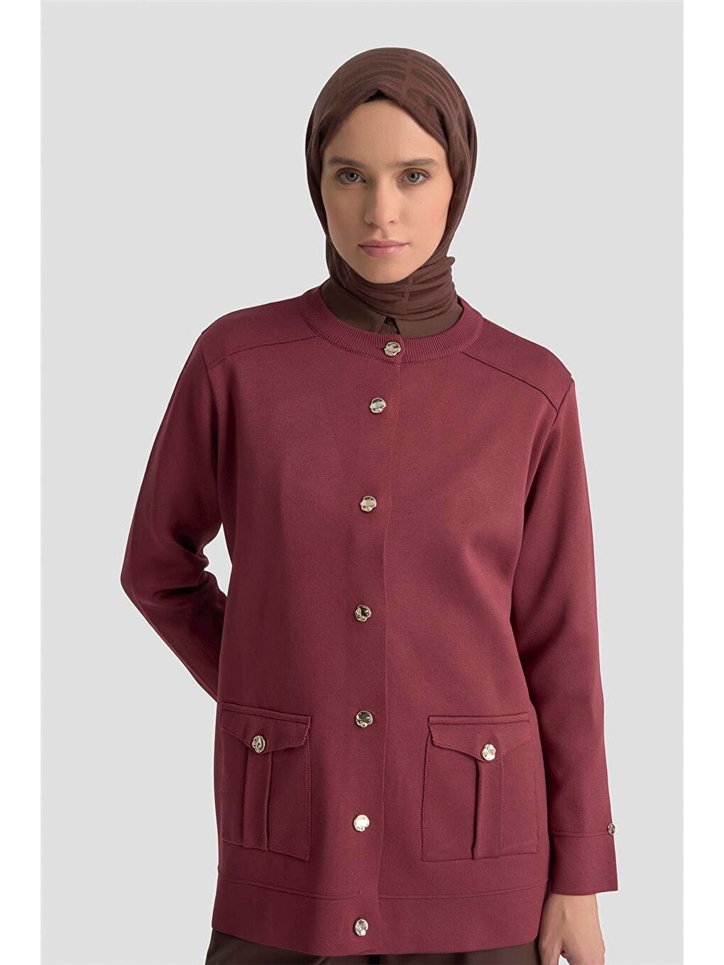 Cepli Triko Hırka 25Ktd4120 Bordo-1