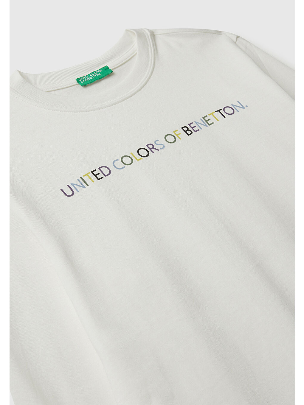 Erkek Çocuk Ekru Önü Logo Baskılı Bisiklet Yaka Jarse Uzun Kollu T-shirt-2