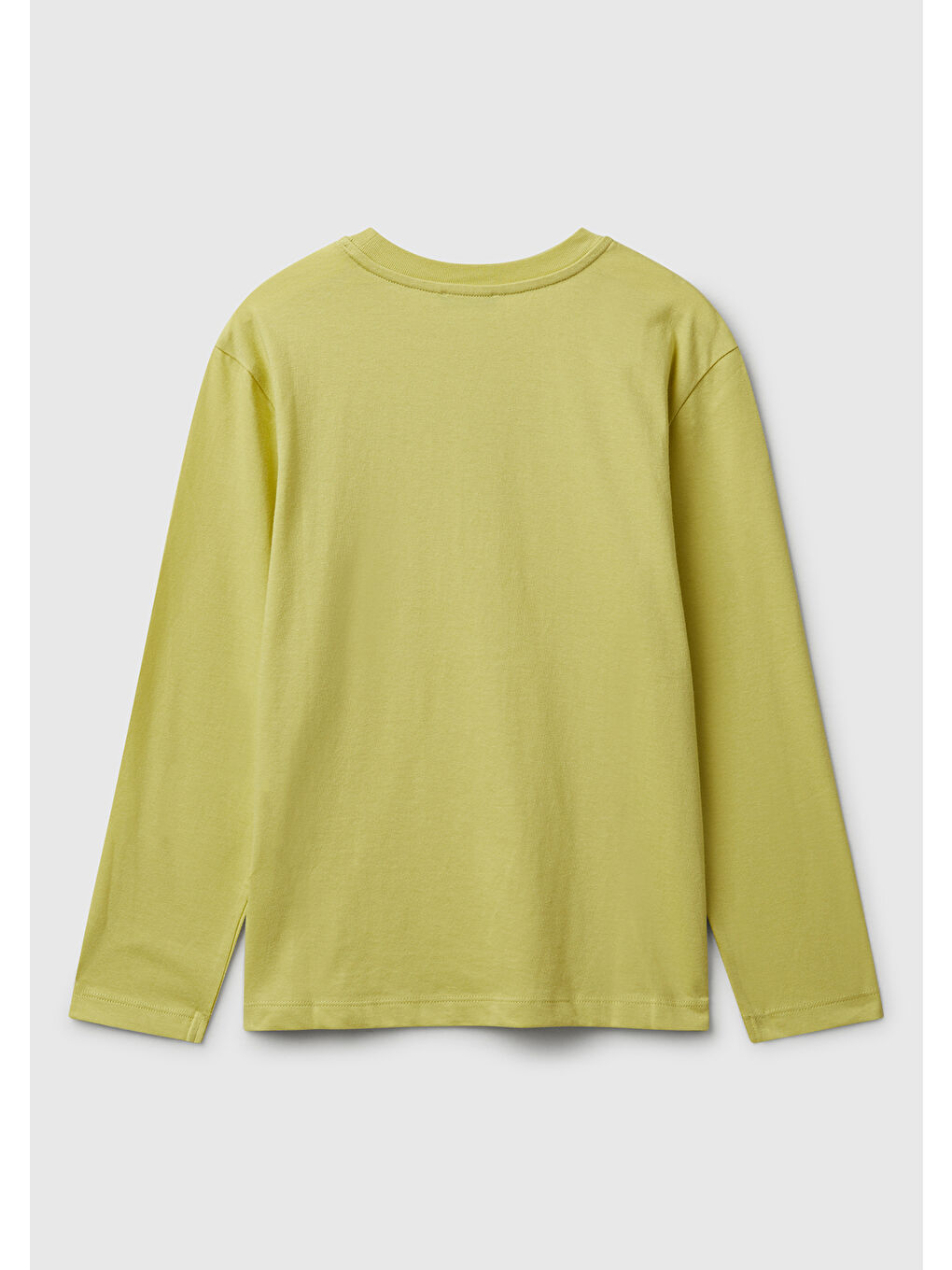 Sarı Erkek Çocuk Hardal Önü Logo Baskılı Bisiklet Yaka Jarse Uzun Kollu T-shirt-1