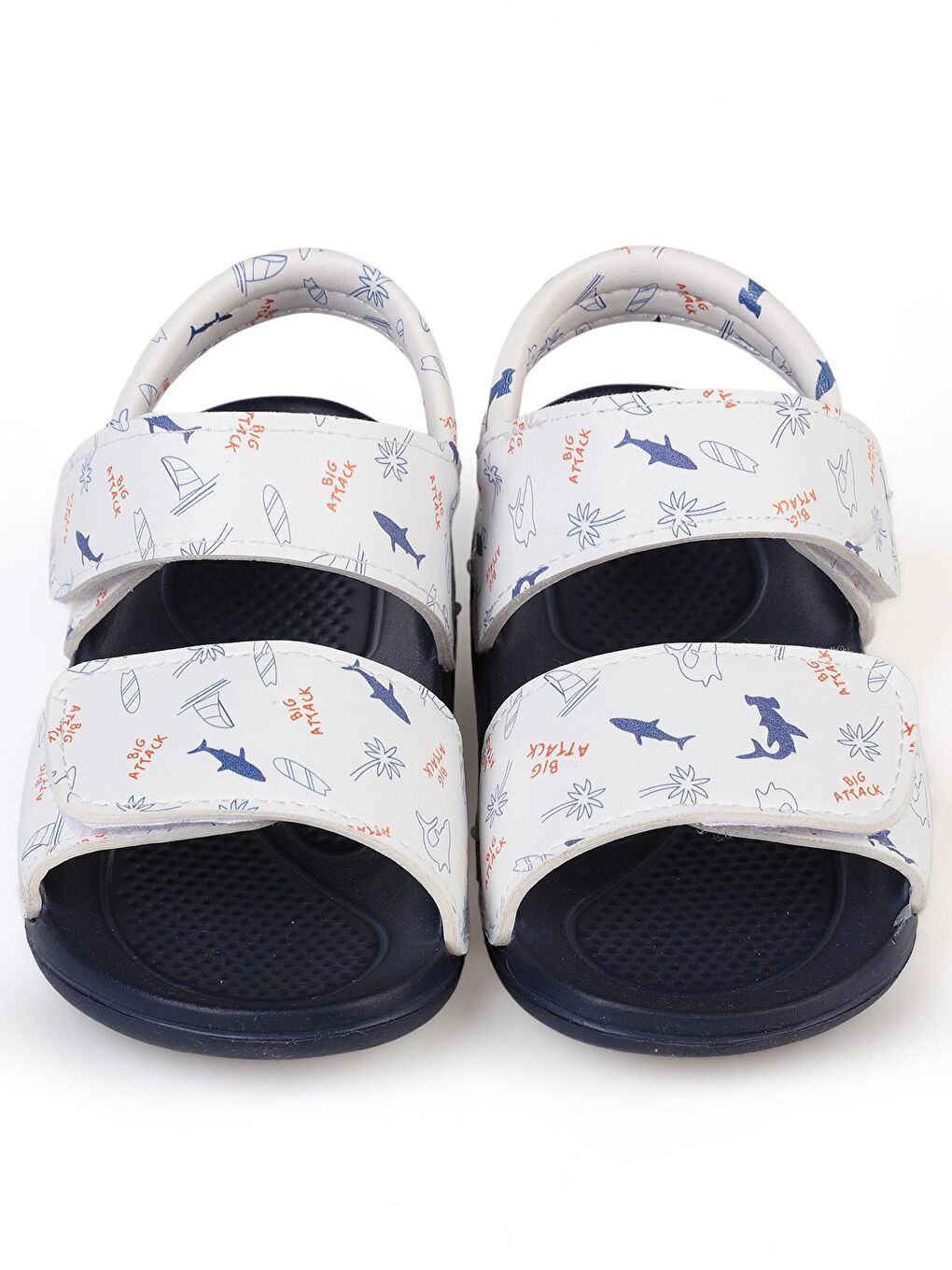 Boys Köpekbalığı Desenli 26-32 Numara Sandalet - Beyaz 30-31-1