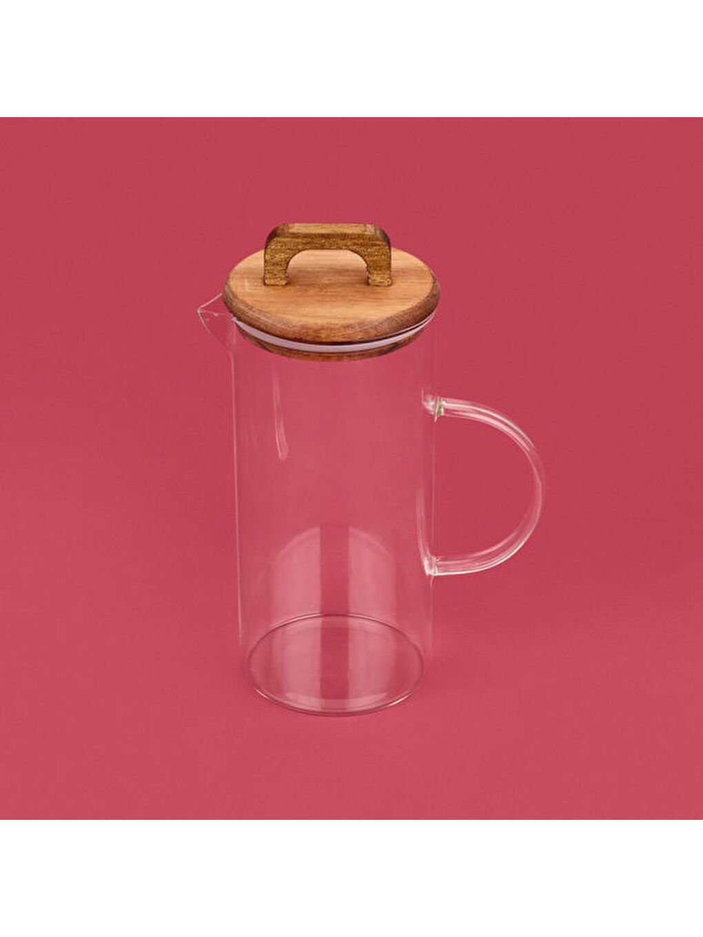 Akasya Kapaklı Cam Sürahi - Kahverengi / Şeffaf - 1300 ml-2