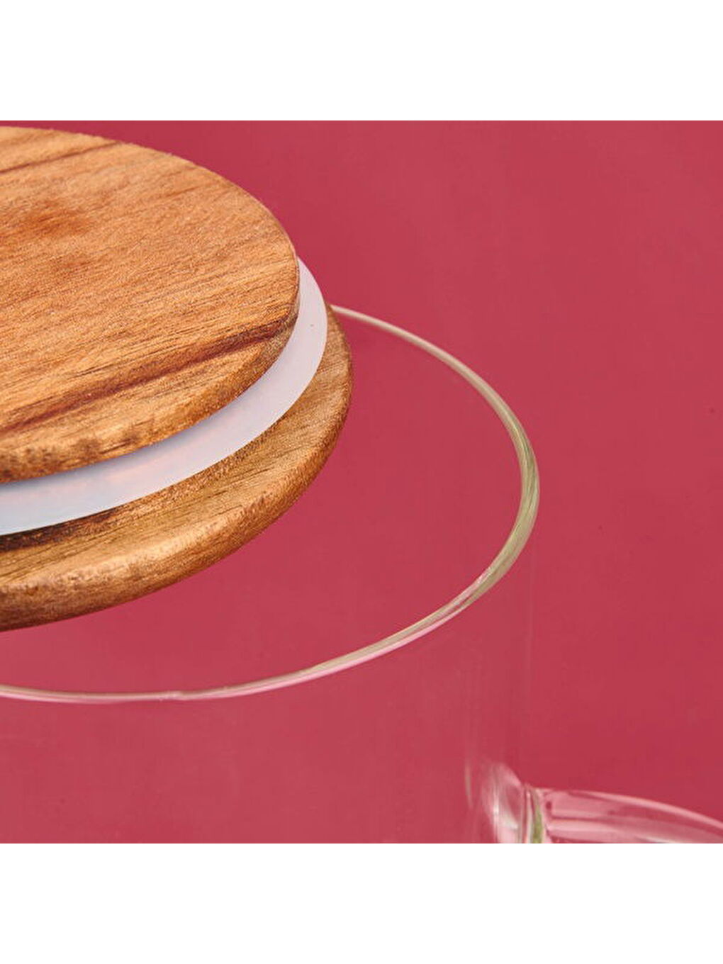 Akasya Kapaklı Cam Sürahi - Kahverengi / Şeffaf - 1300 ml-3