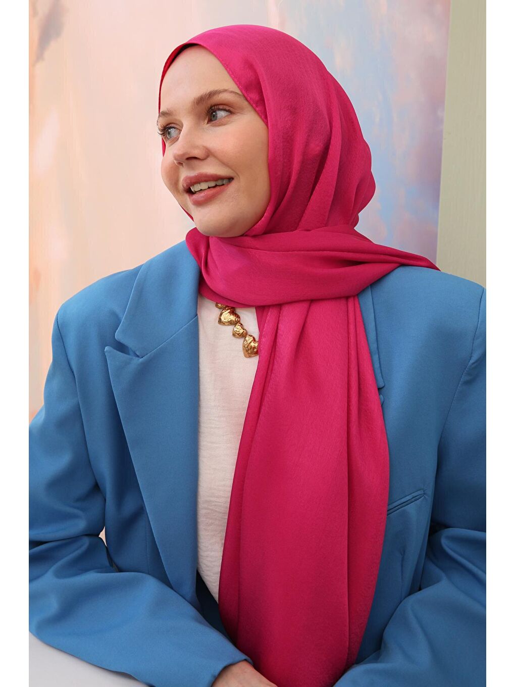 Pembe Düz Janjan Şal