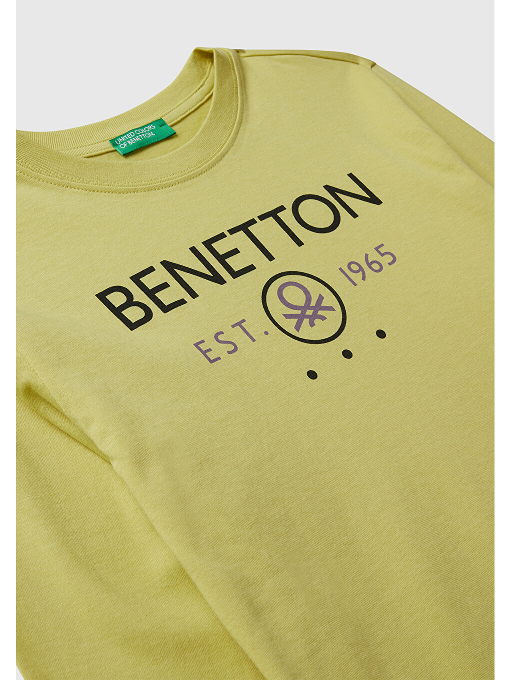 Sarı Erkek Çocuk Hardal Önü Logo Baskılı Bisiklet Yaka Jarse Uzun Kollu T-shirt-2