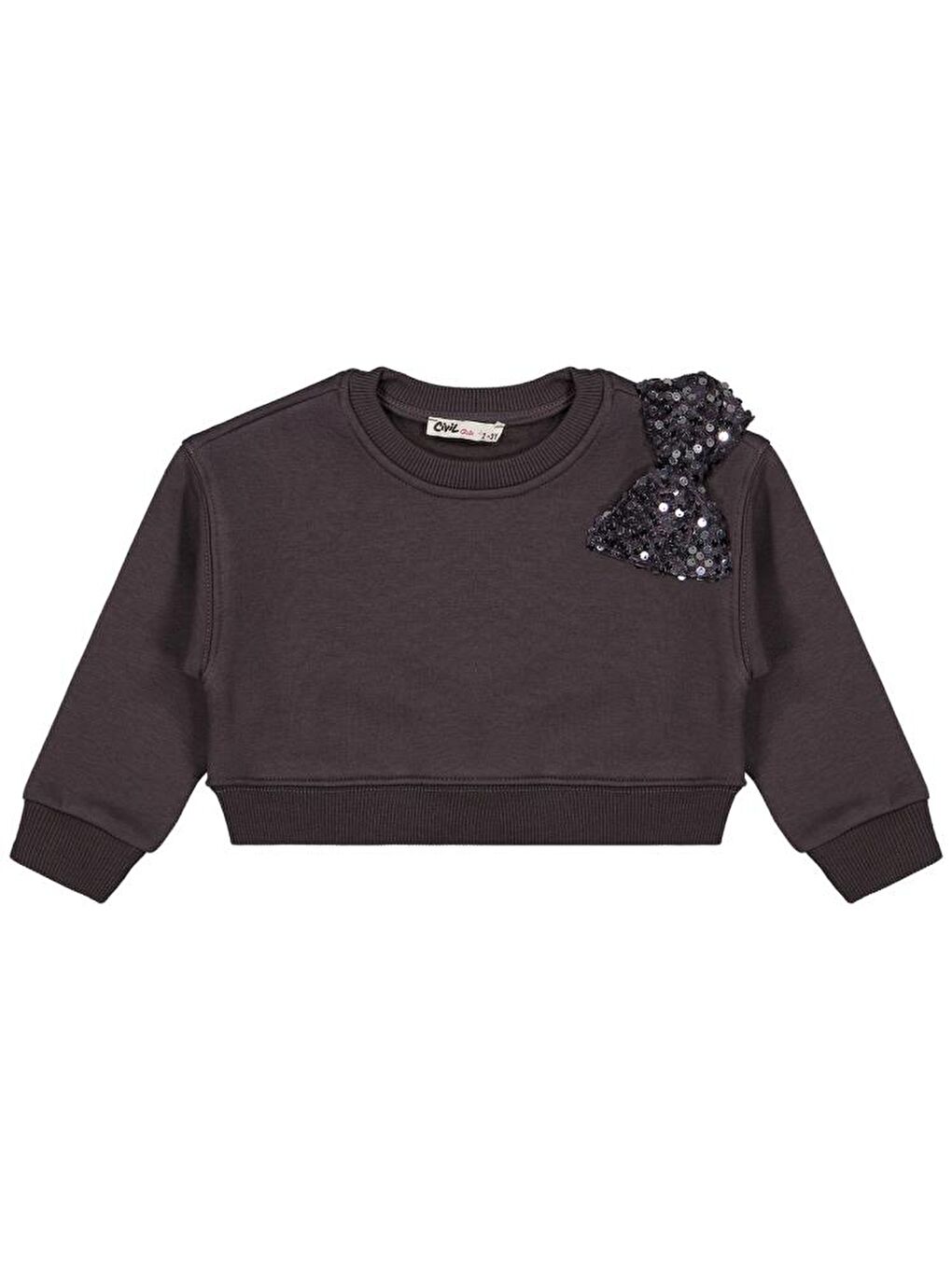 Antrasit Girls Pullu Fiyonklu 2-5 Yaş Sweatshirt - Gri 3-4 Yaş