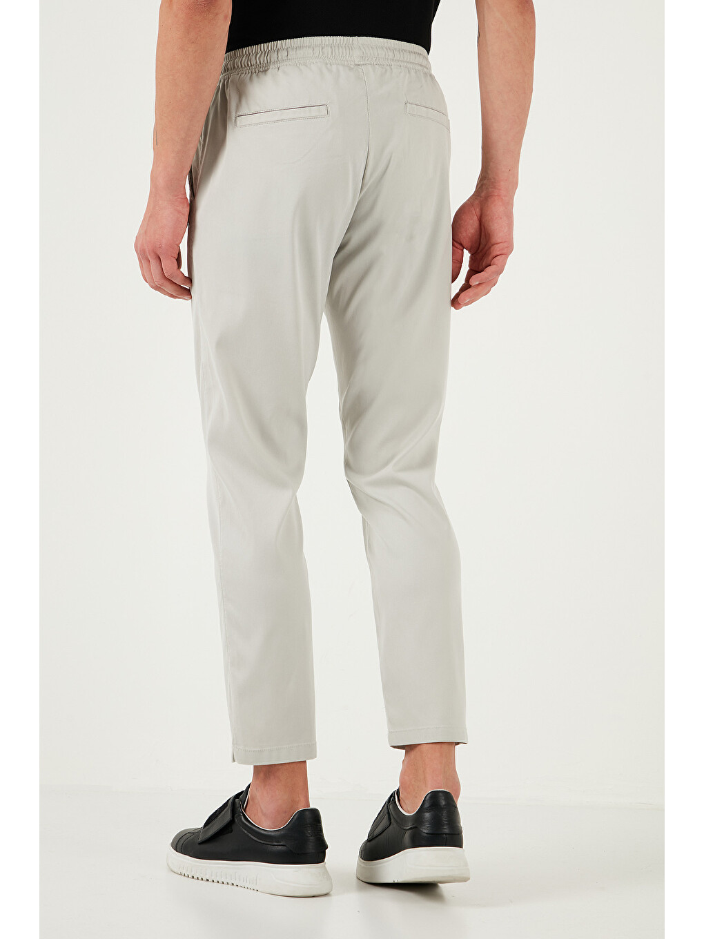 Bej Pamuklu Slim Fit Lastikli Bel Boru Paça Pantolon 5545s87jmılano-6