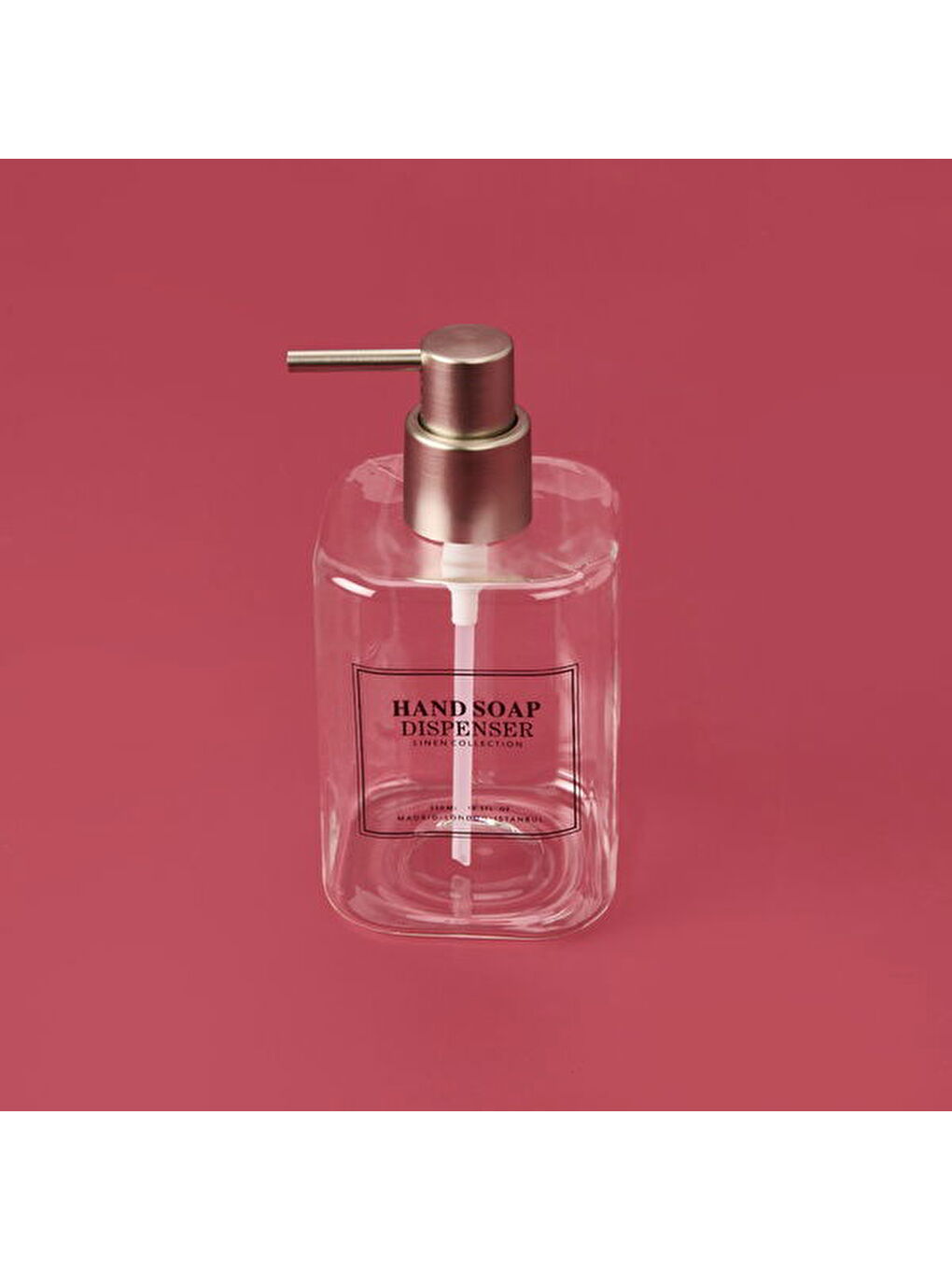 Renksiz Kare Borosilikat Cam Sıvı Sabunluk - Şeffaf / Gri-1