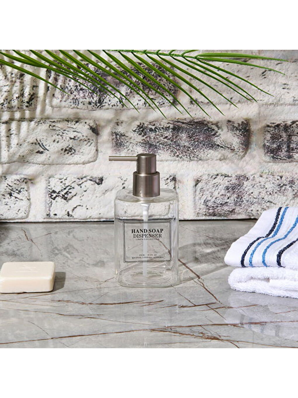 Renksiz Kare Borosilikat Cam Sıvı Sabunluk - Şeffaf / Gri-3