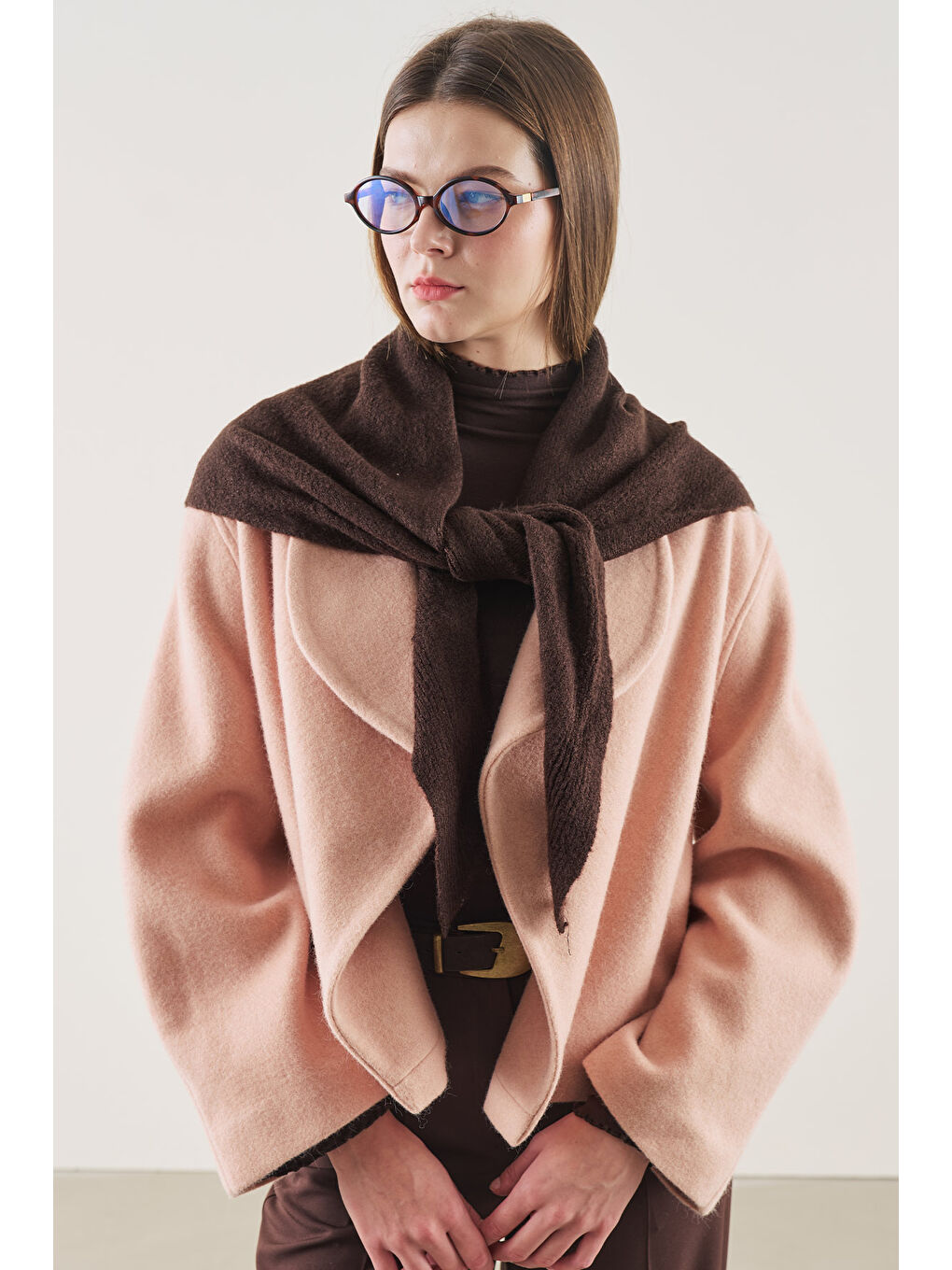 Üçgen Formlu Atkı Kahverengi-2