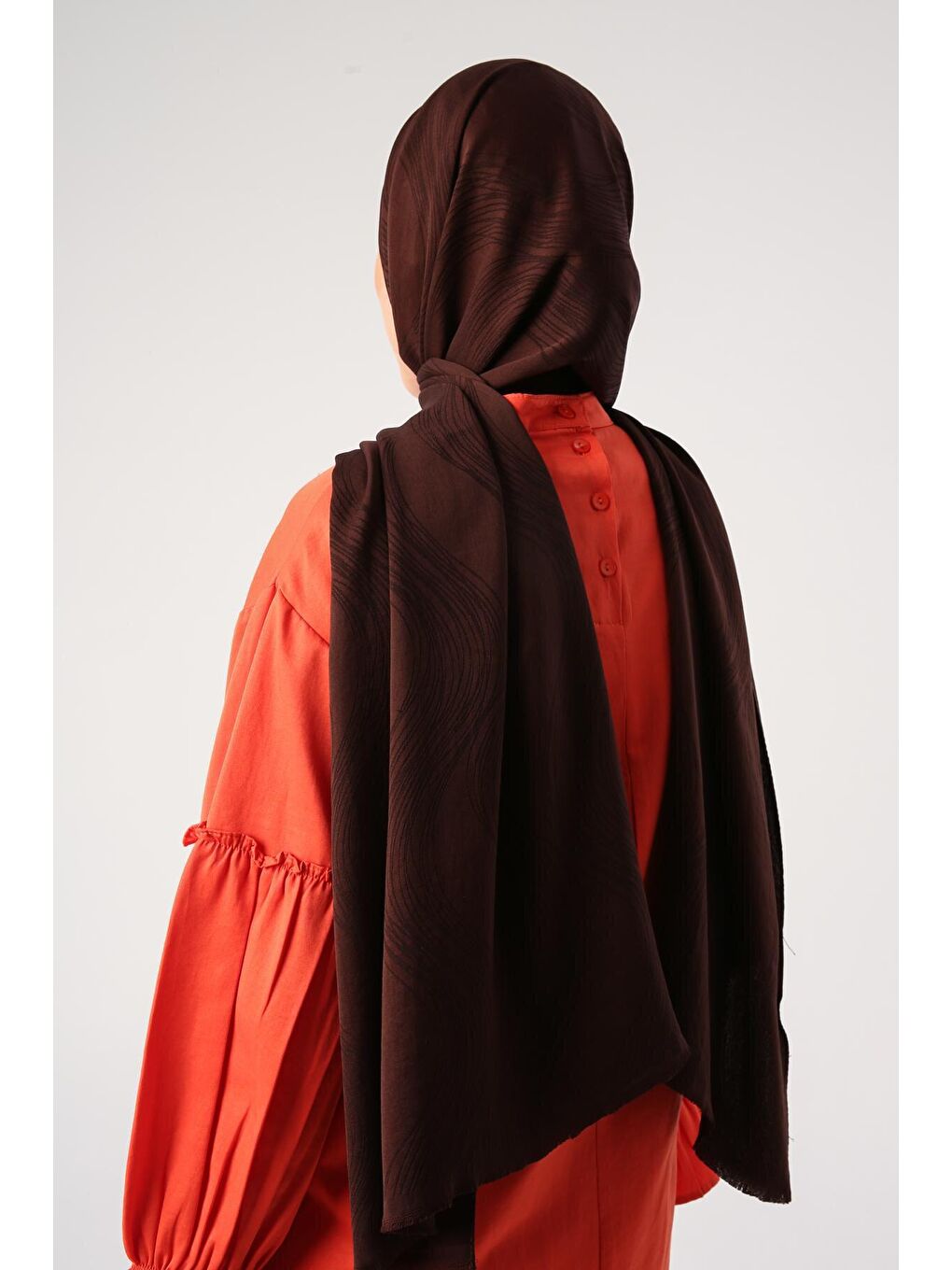 Kahverengi İpeksi Işıltılı Jakar Şal-2