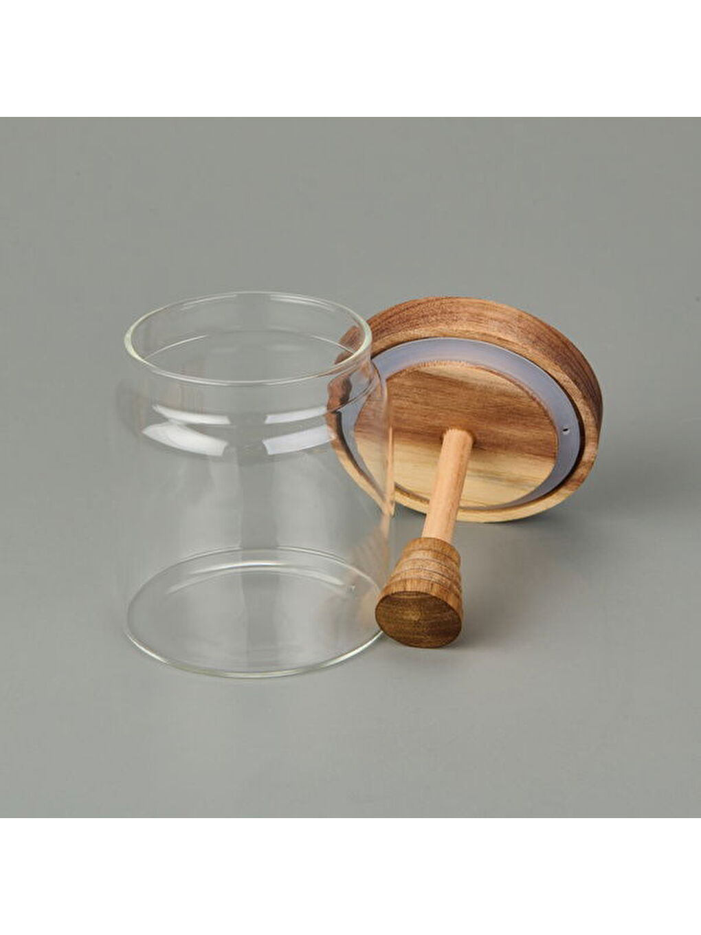 Akasya Kapaklı Kavanoz - Kahverengi / Şeffaf - 450 ml-3