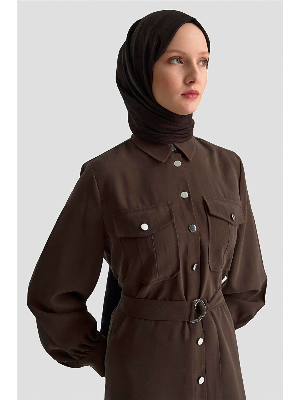 Kahverengi Cepli Tunik Takım 25Kd1306 Acı Kahve-2
