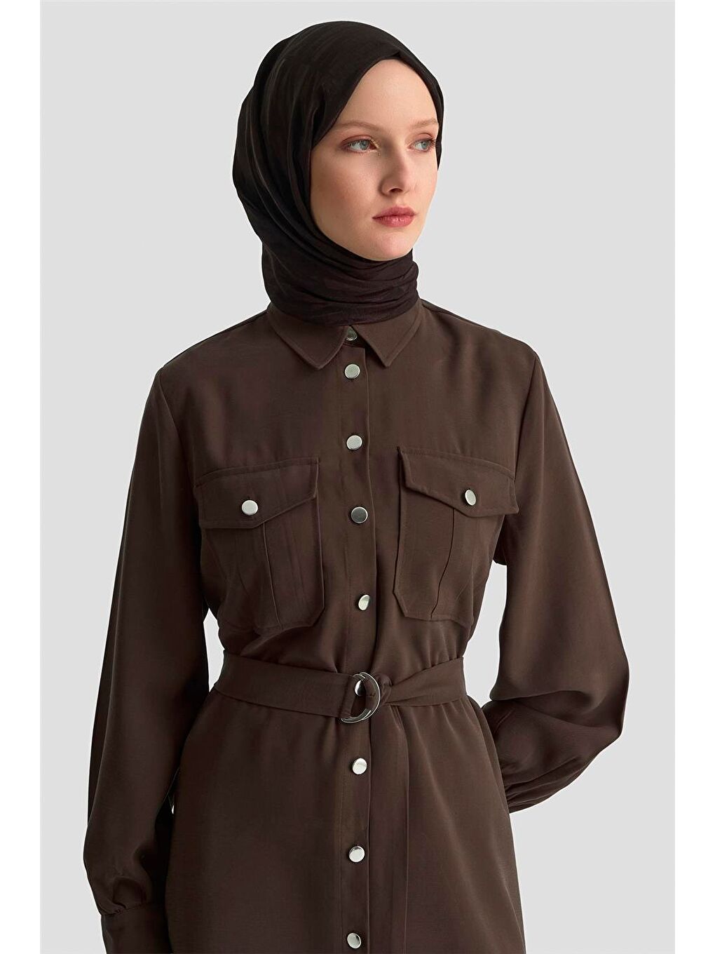Kahverengi Cepli Tunik Takım 25Kd1306 Acı Kahve-3