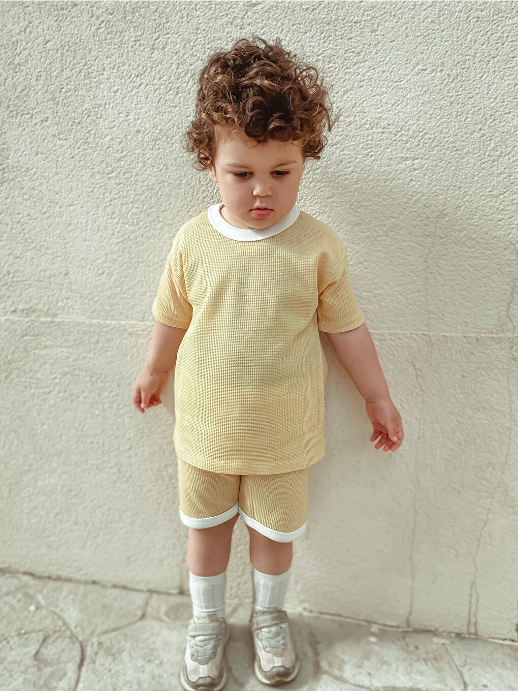 Sarı Oversize Waffle Takım-5