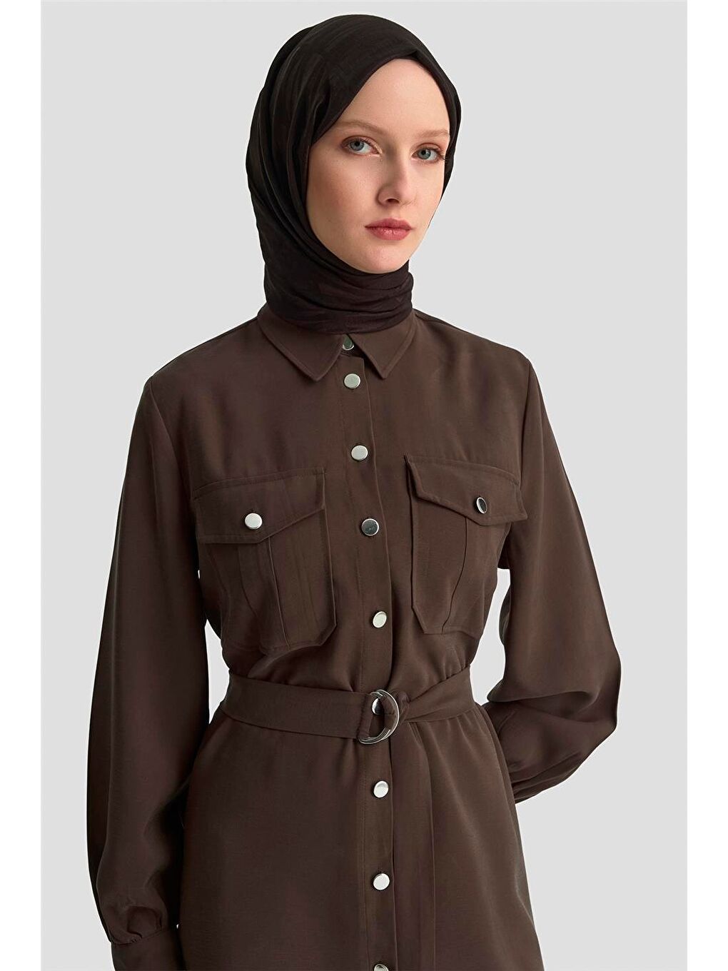 Kahverengi Cepli Tunik Takım 25Kd1306 Acı Kahve-4