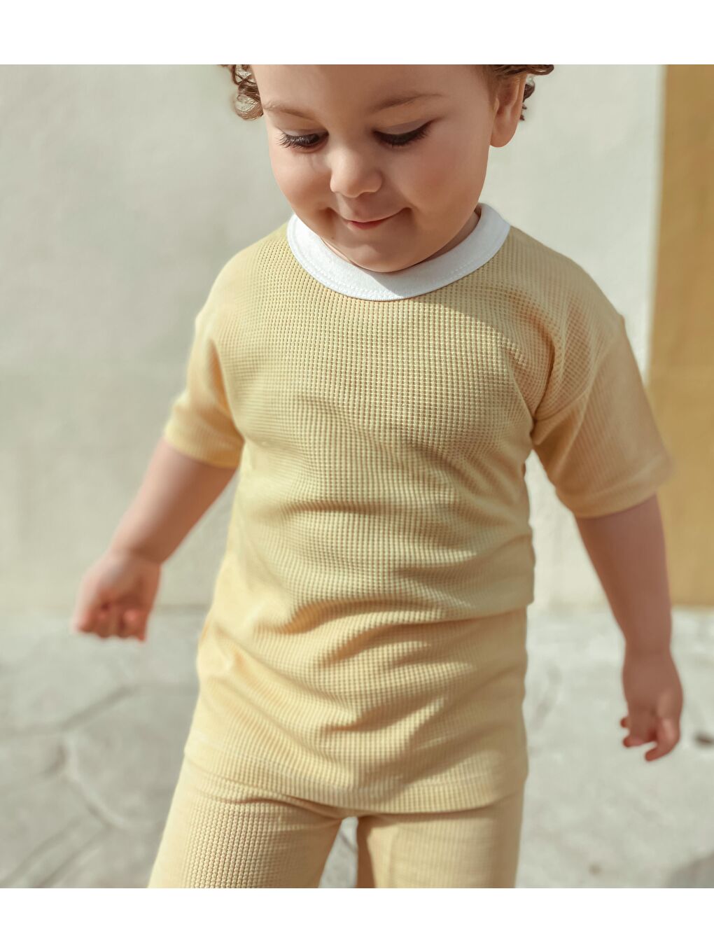 Sarı Oversize Waffle Takım-6