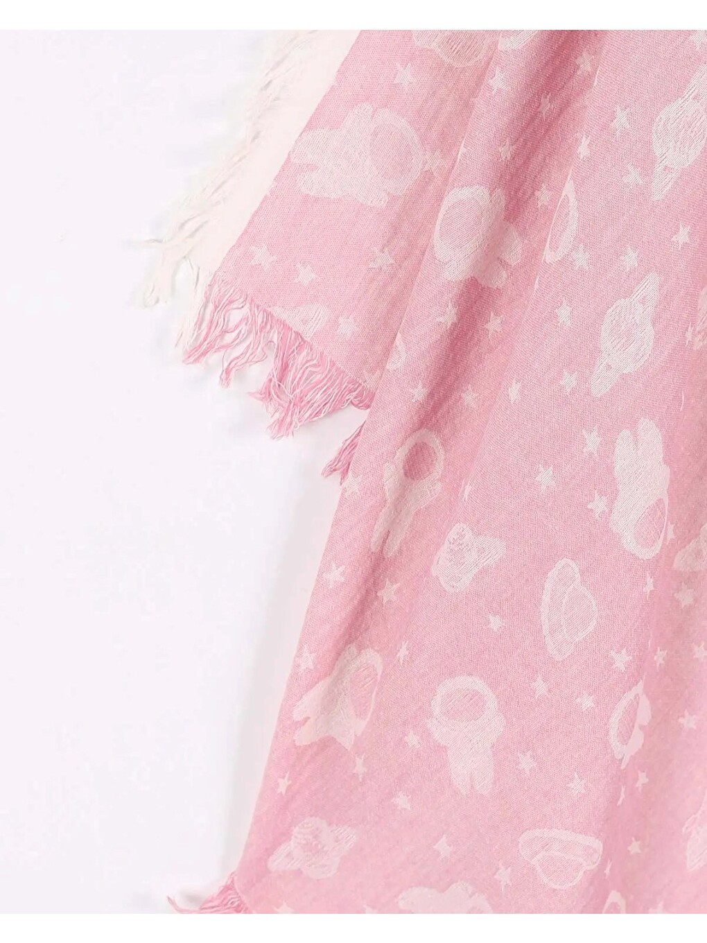 Pembe Tek Katlı 110x90 Cm Saçaklı Lüx Müslin Battaniye-1
