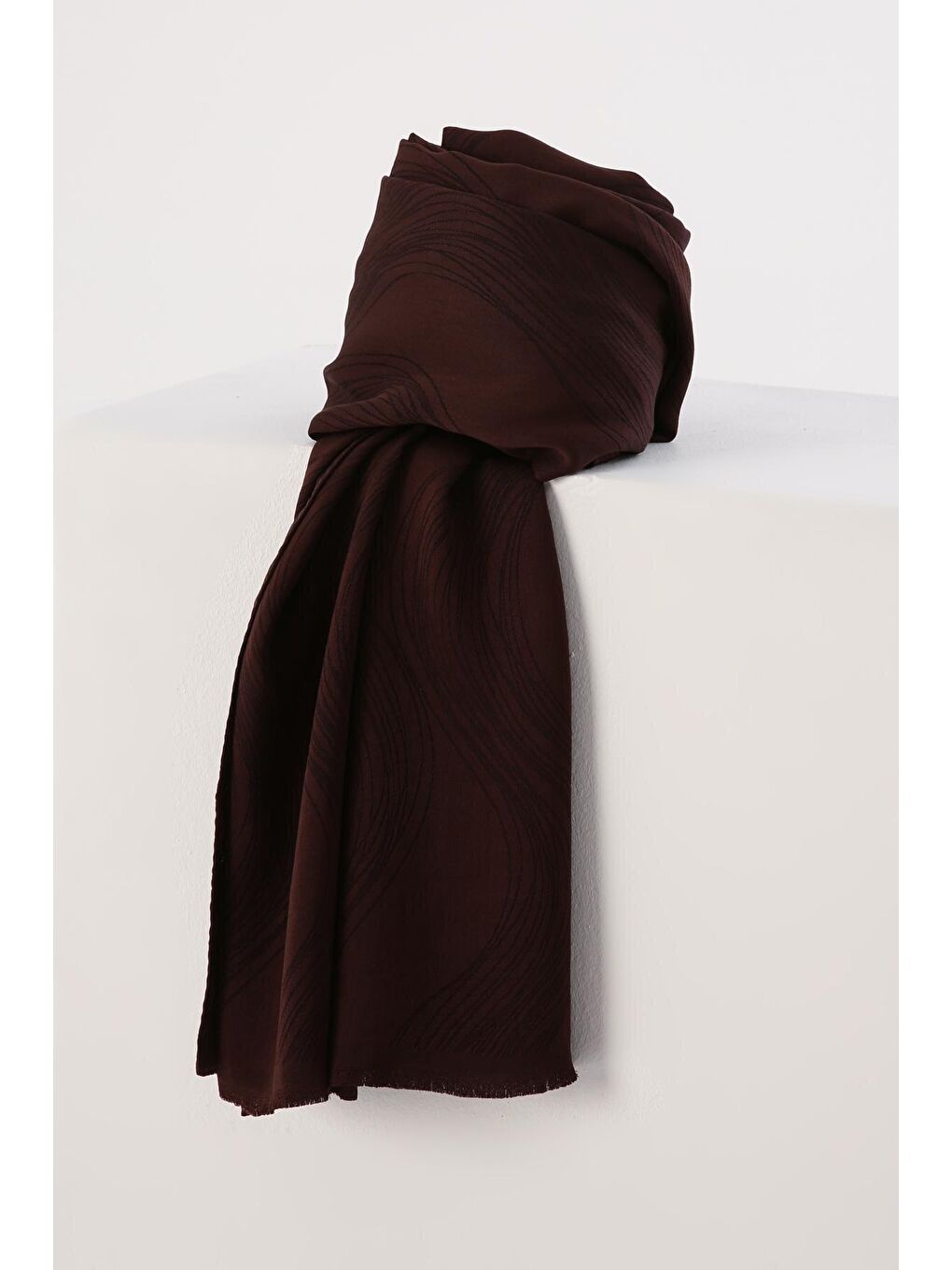 Kahverengi İpeksi Işıltılı Jakar Şal-4