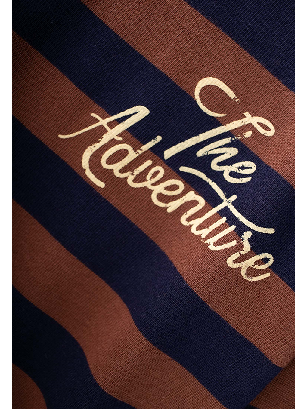 Kahverengi Triko Çizgili Baskılı Takım 2-10 Yaş Kahve Lacivert Çizgili-2