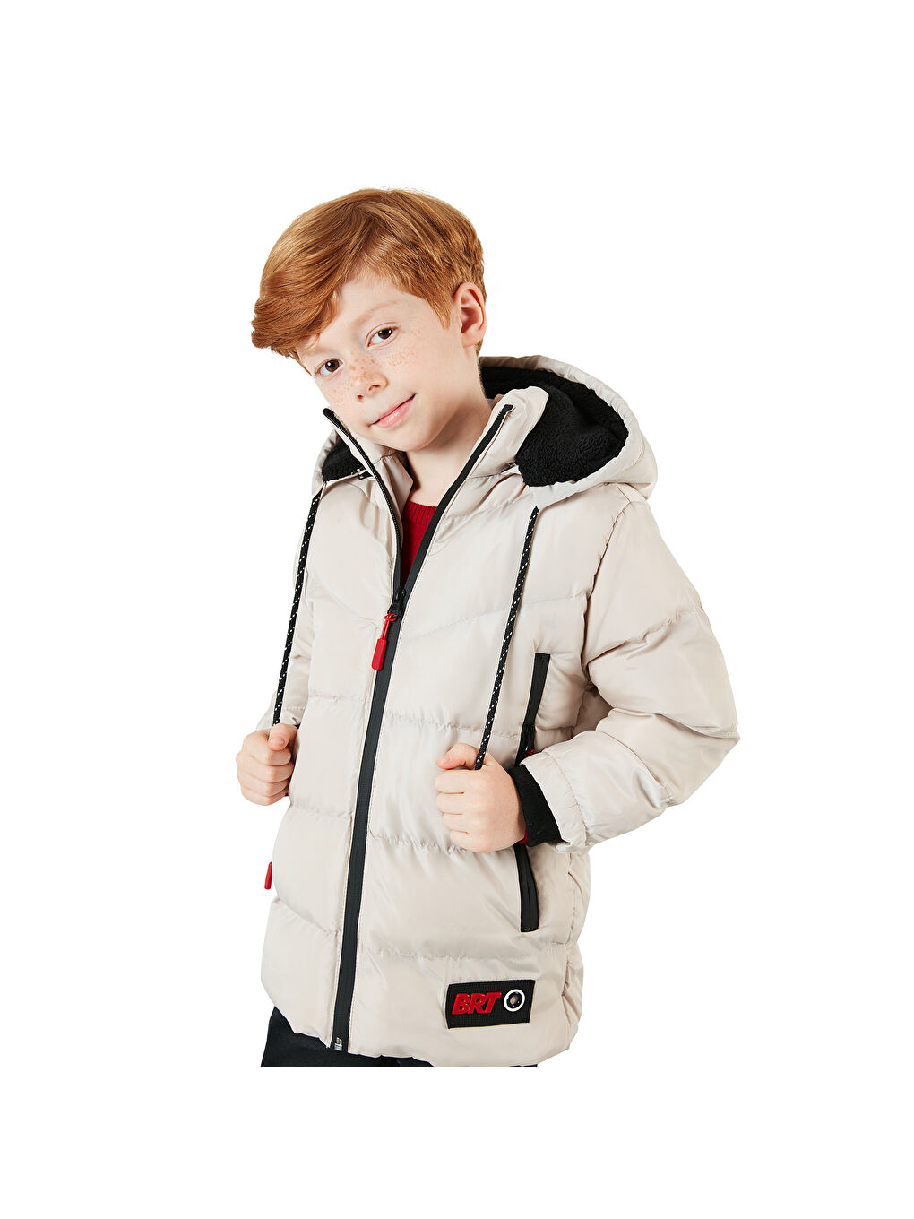 Bej İçi Pelüş Astarlı Çıkarılabilir Kapüşonlu Şişme Erkek Çocuk Mont 5763038-6