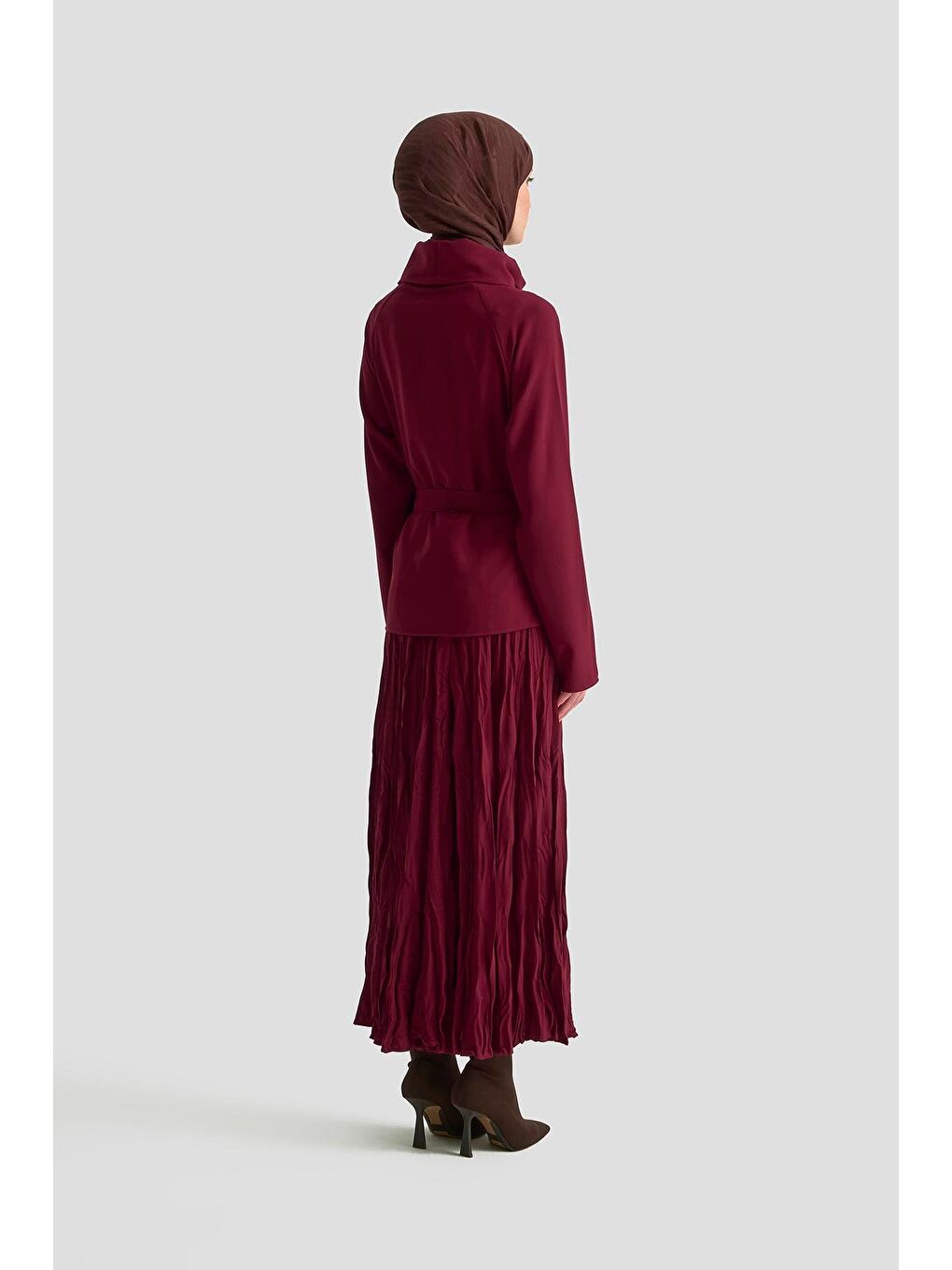 Kırışık Efektli Takım 25Kd1019 Bordo-5