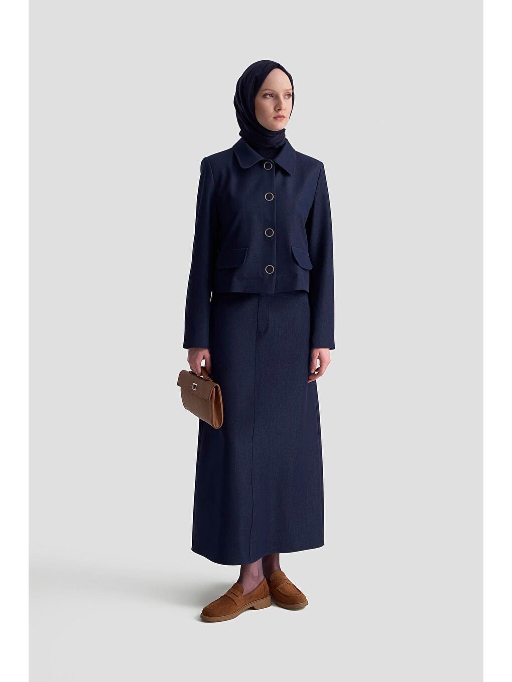 Blazer Ceketli Lyocell Takım 25Kd1706 Lacivert-1